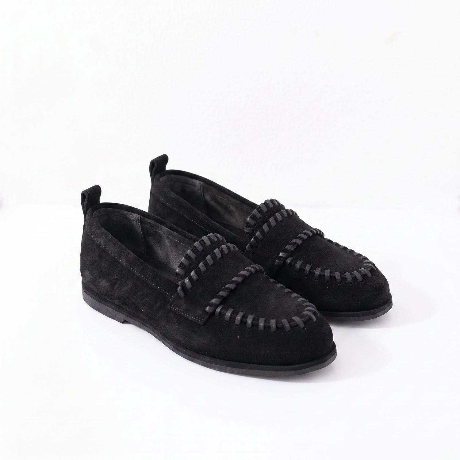 Mocasin Cuero Mujer Rocio Negro-1