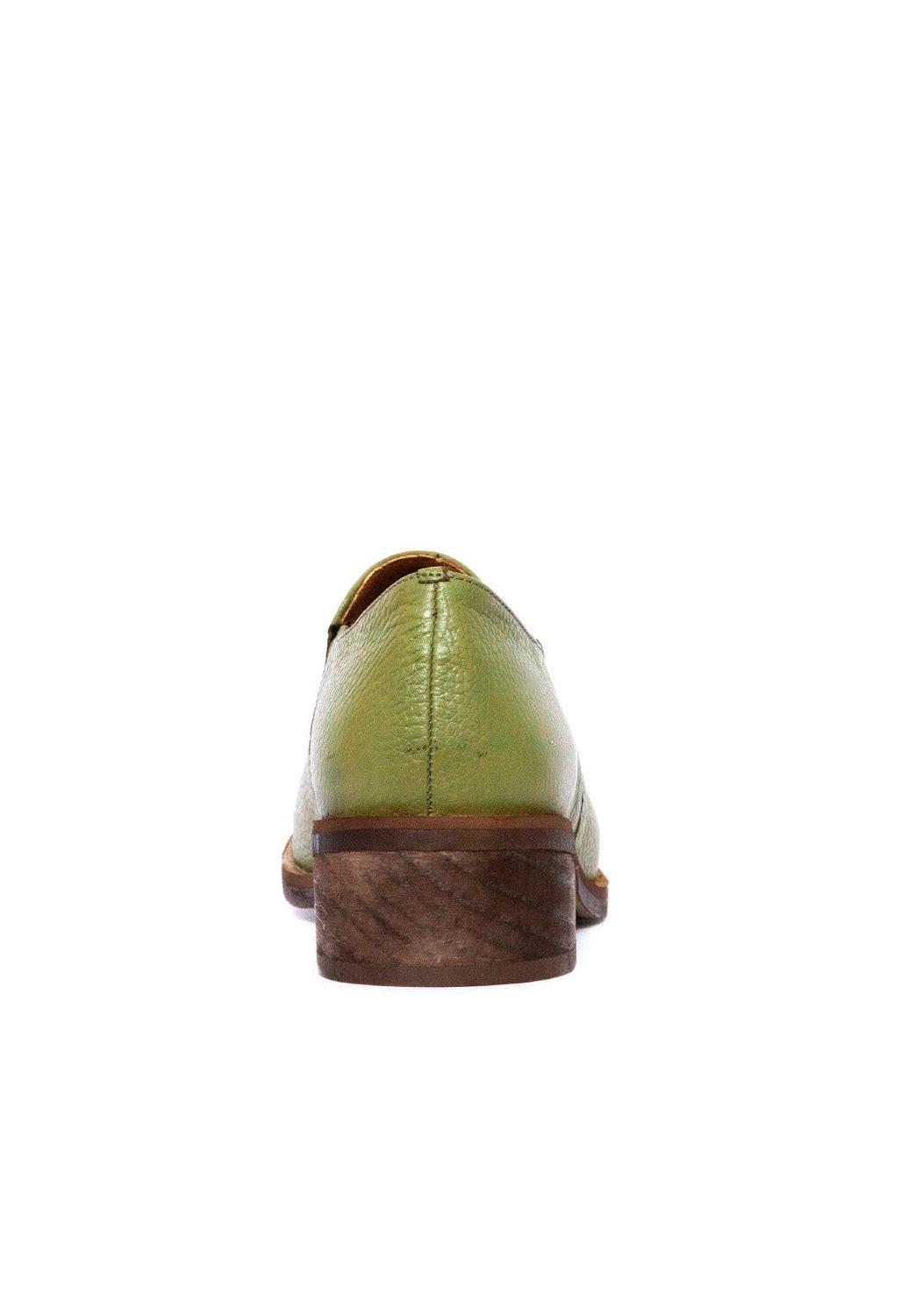Zapato Mujer De Cuero Homero Verde Metálico C30-3