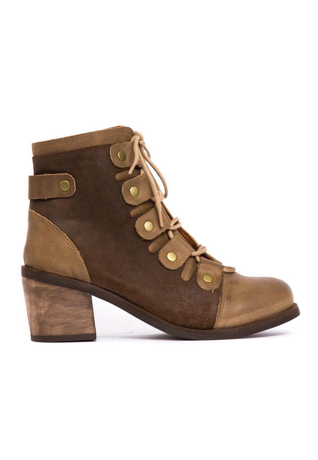 Botin Mujer De Cuero Ati Café C19-0