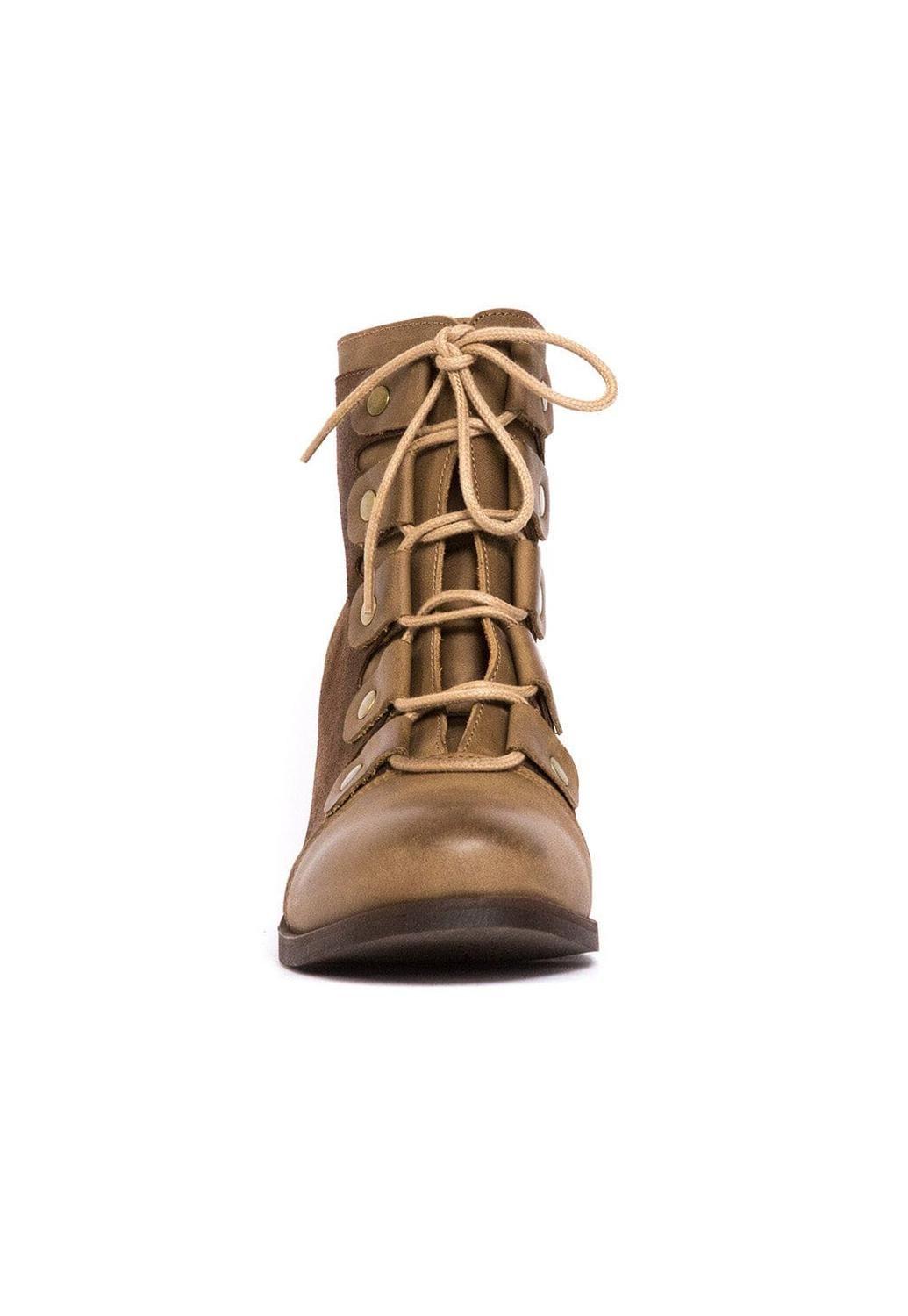 Botin Mujer De Cuero Ati Café C19-2