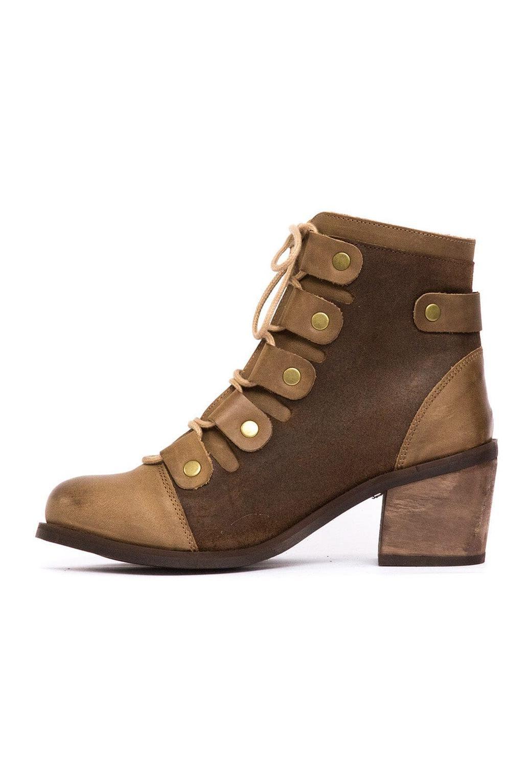 Botin Mujer De Cuero Ati Café C19-3