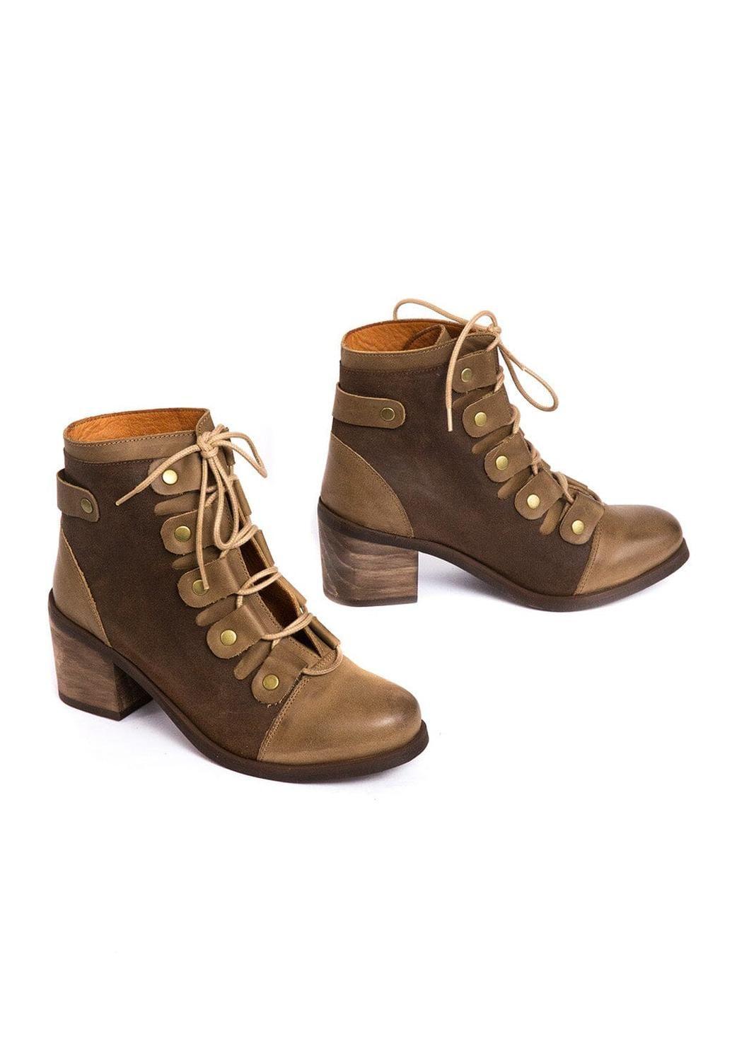 Botin Mujer De Cuero Ati Café C19-5