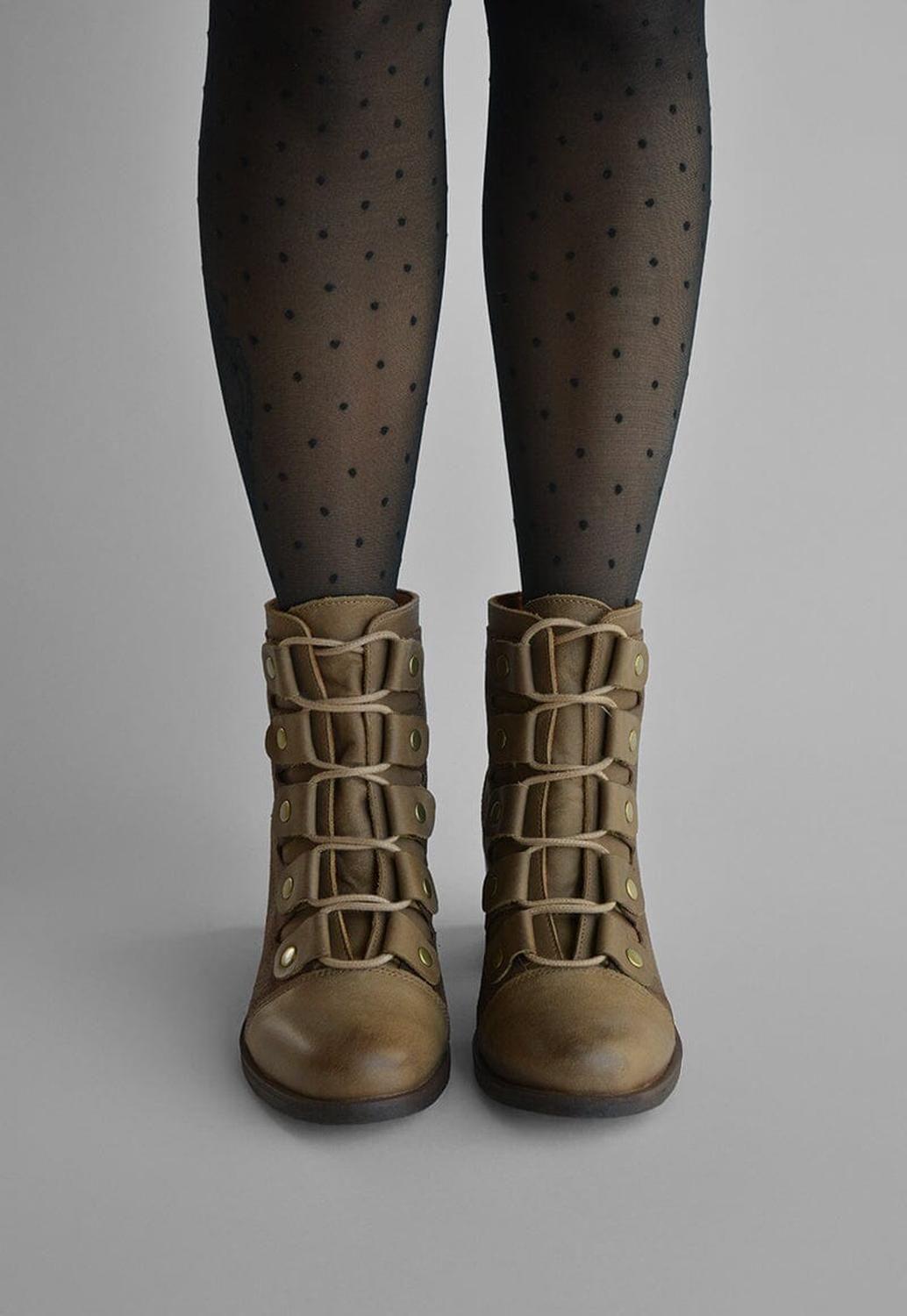 Botin Mujer De Cuero Ati Café C19-6