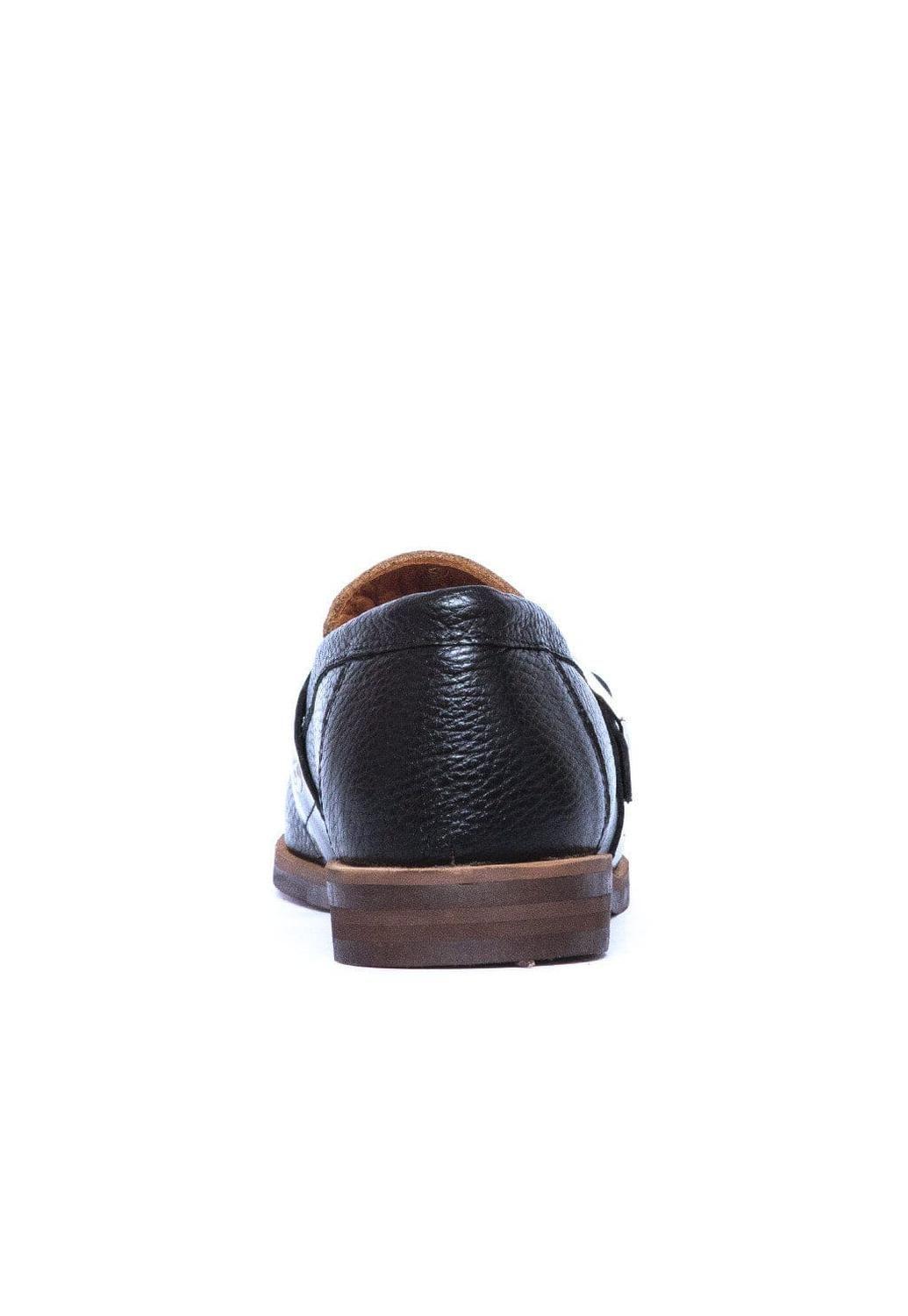 Mocasin Mujer De Cuero Amelia Negro Camel C1-4
