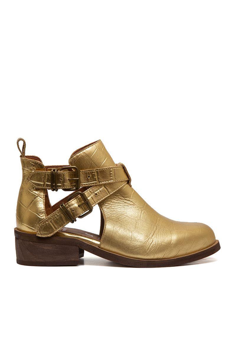 Botin De Cuero Coati C3 Dorado Giani Dafirenze-0