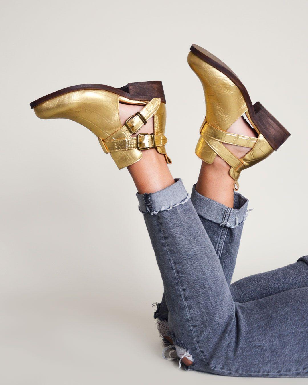 Botin De Cuero Coati C3 Dorado Giani Dafirenze-1