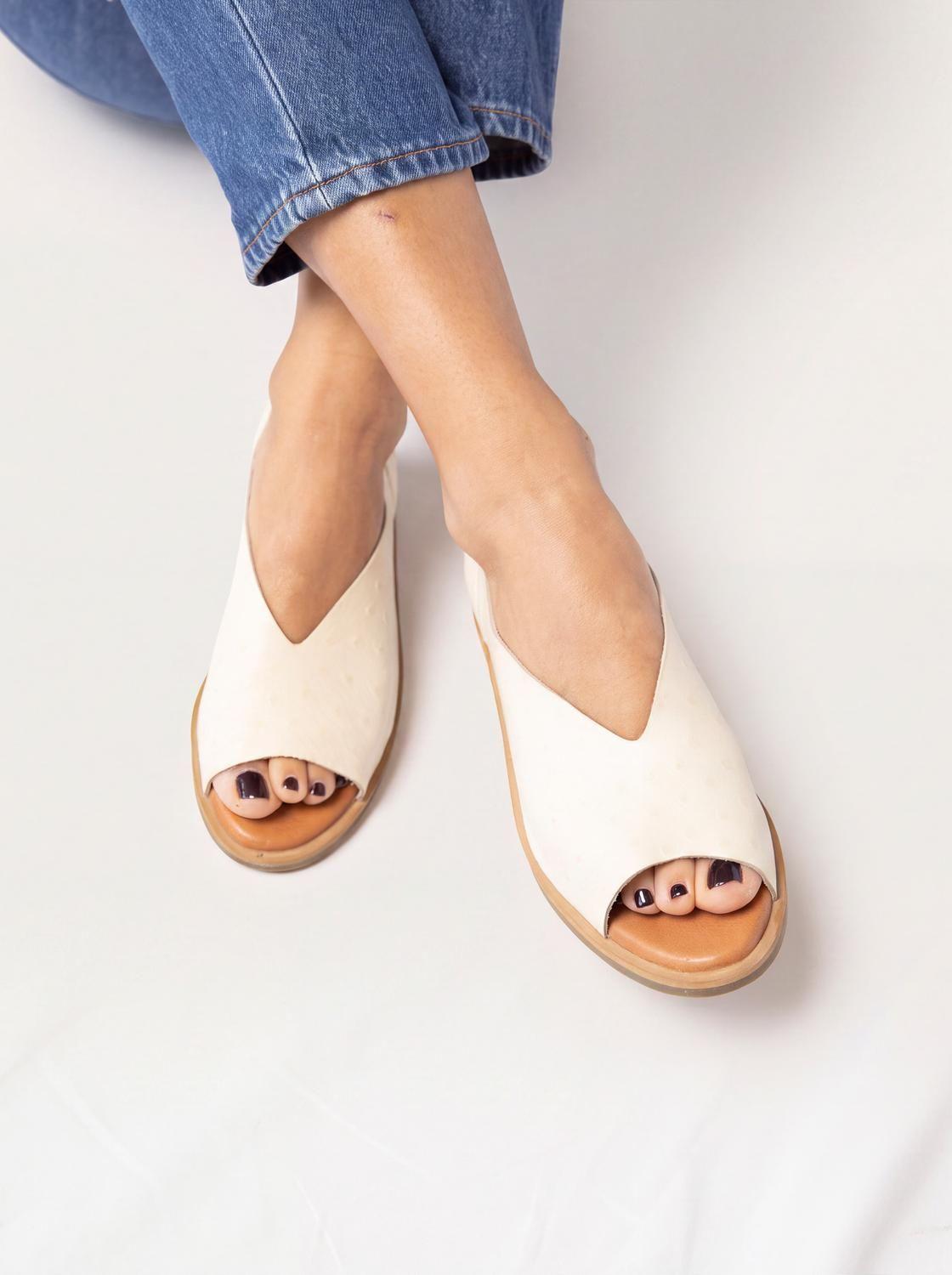 Sandalia Mujer Cuero  Nube Beige-4