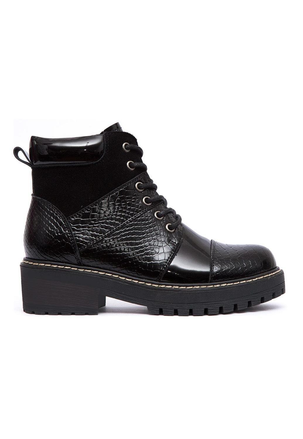 Botin Mujer De Cuero Egotelo Negro C7-0