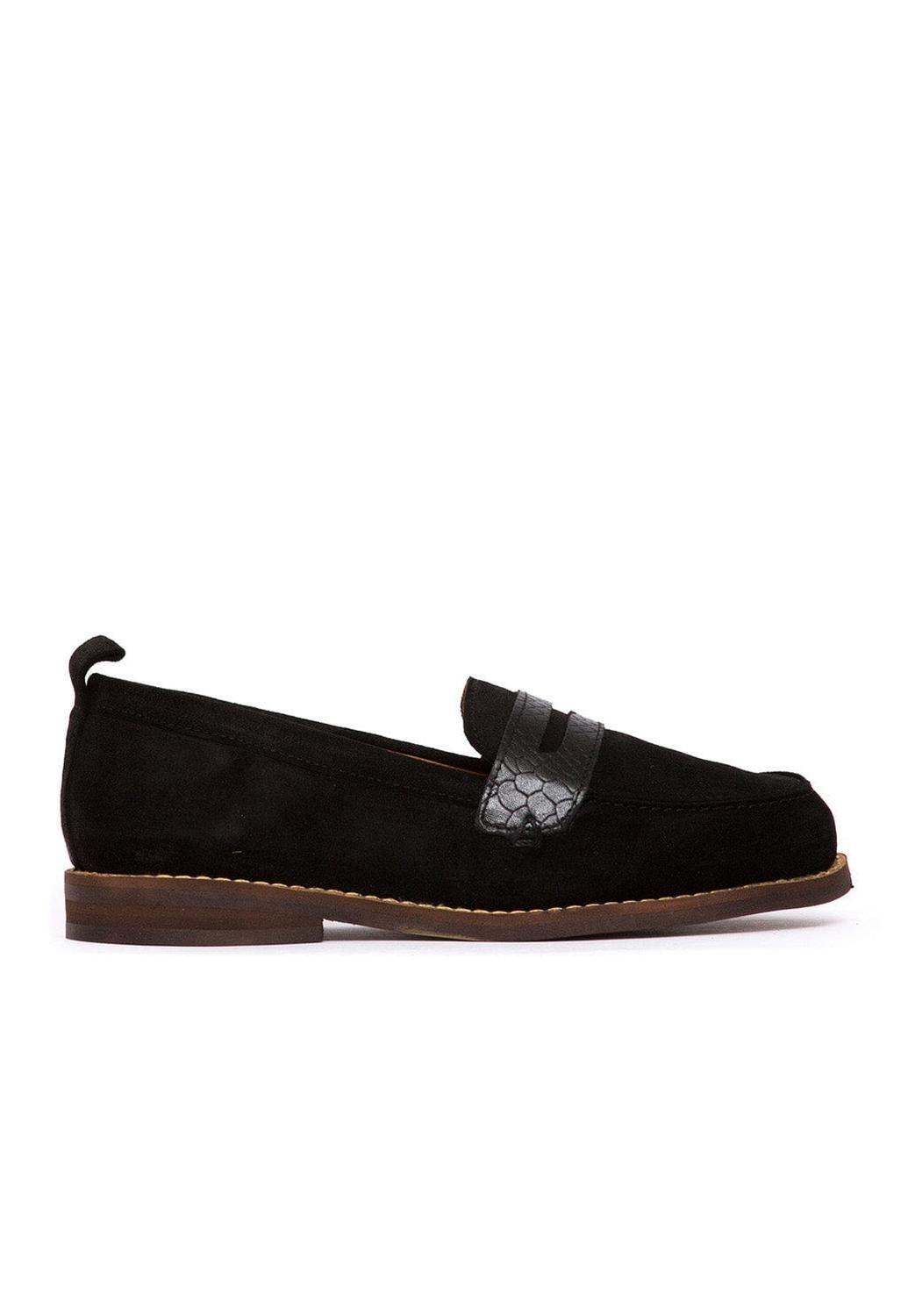 Mocasin Mujer De Cuero Coligue Negro C17-0