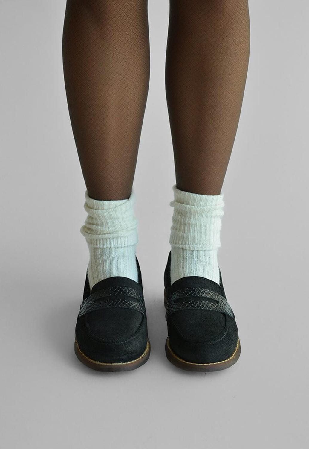 Mocasin Mujer De Cuero Coligue Negro C17-1
