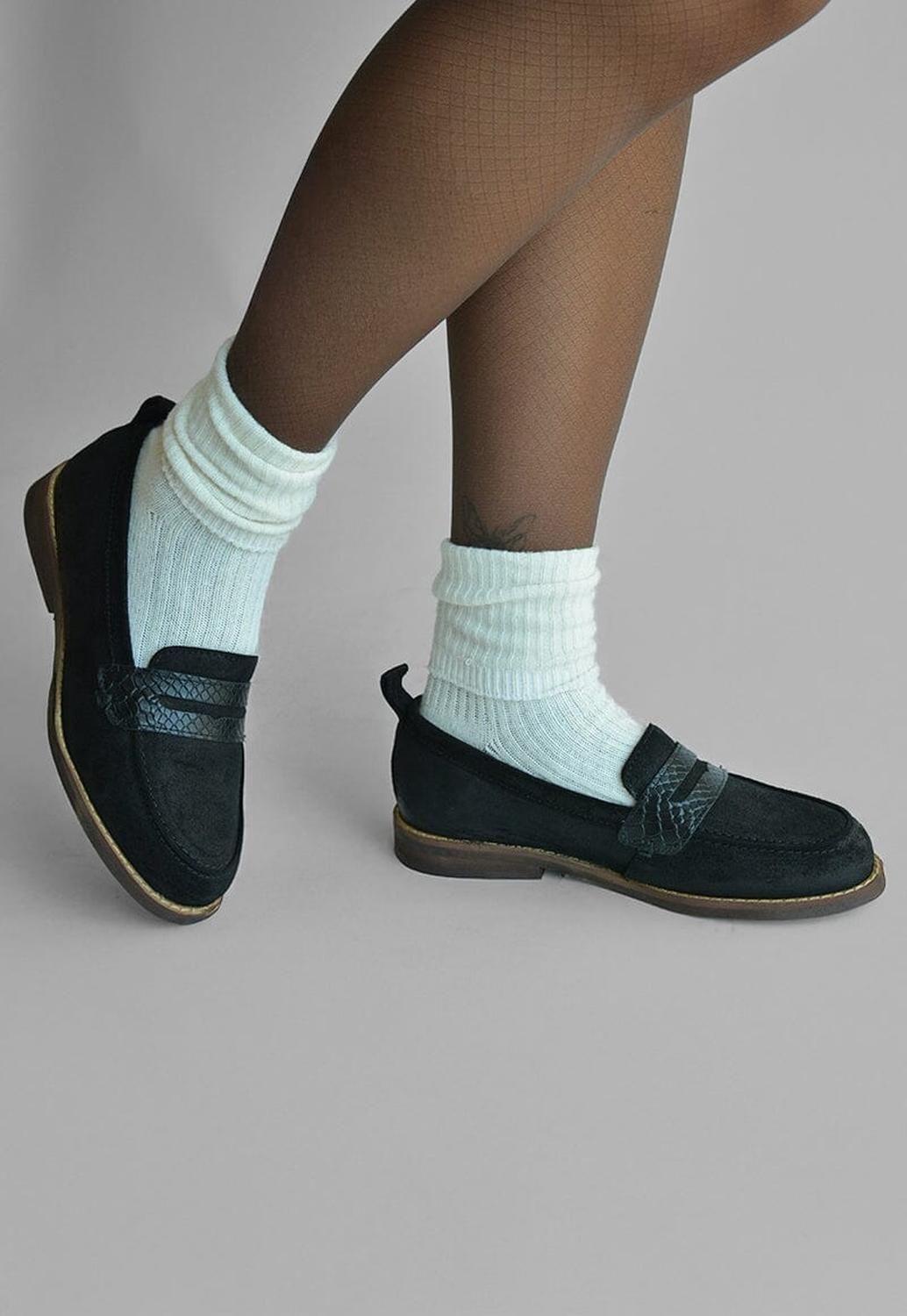 Mocasin Mujer De Cuero Coligue Negro C17-2