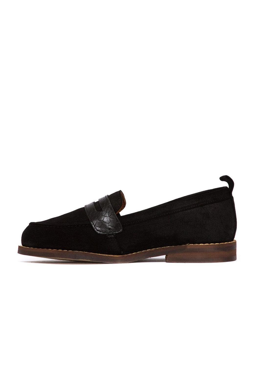 Mocasin Mujer De Cuero Coligue Negro C17-4