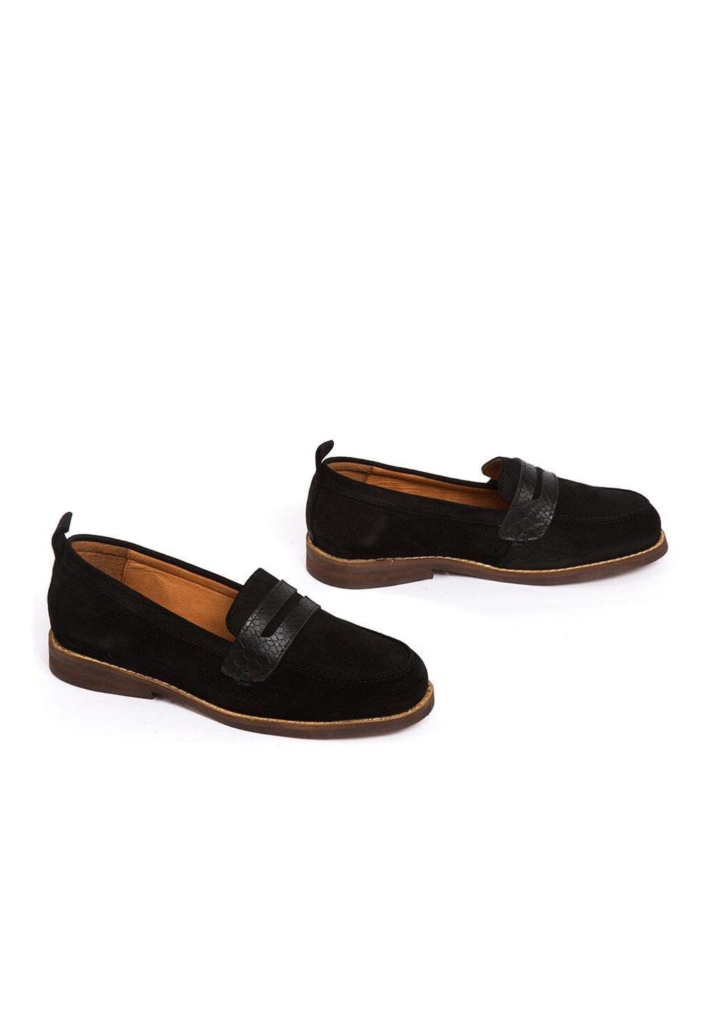Mocasin Mujer De Cuero Coligue Negro C17-6