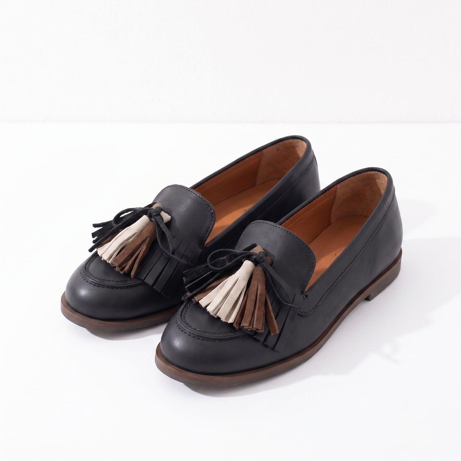 Mocasin Cuero Mujer  Cumbres Negro-1