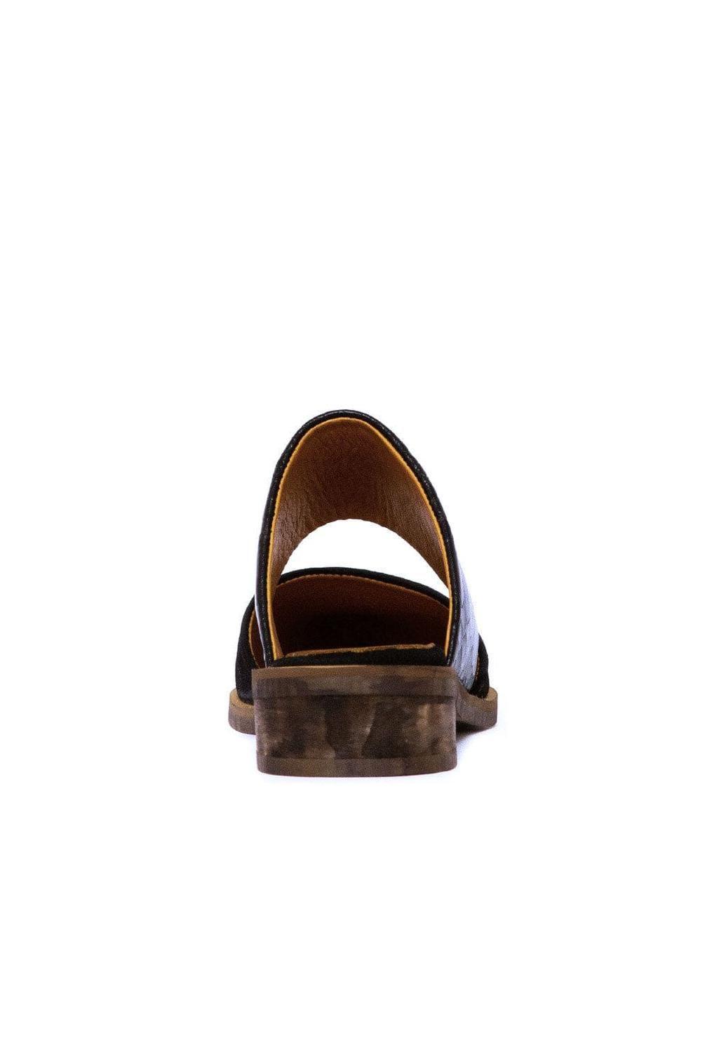 Babucha Mujer De Cuero Gaviota Negro C46-3