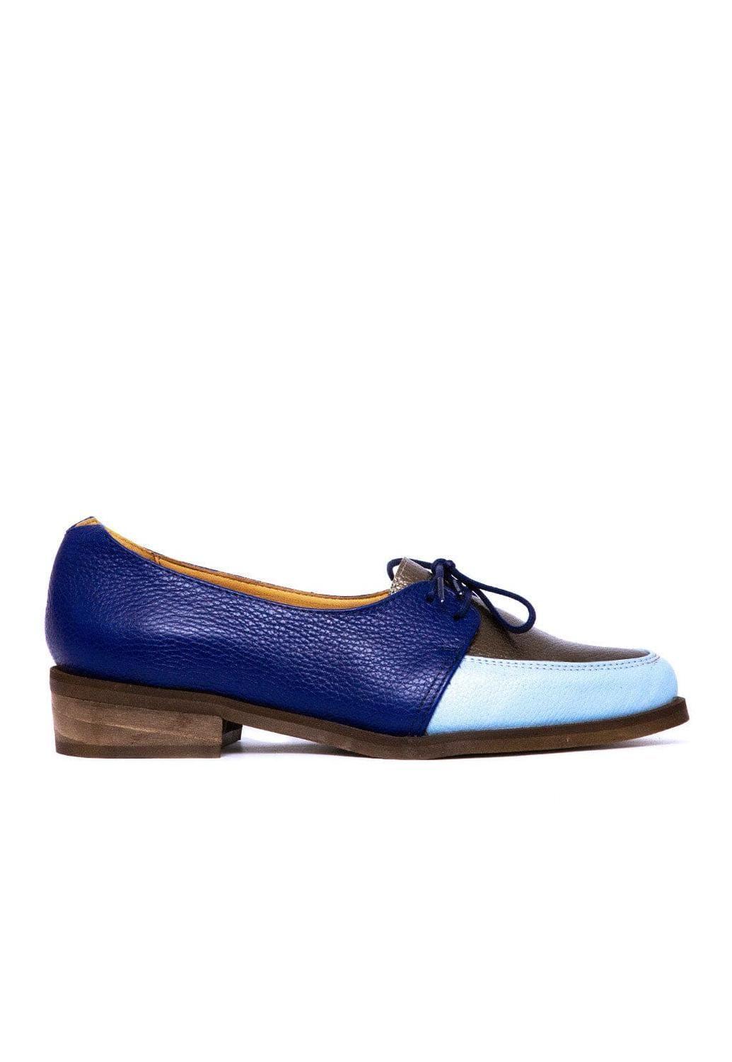 Zapato Mujer De Cuero Indira Azul Celeste C3-0