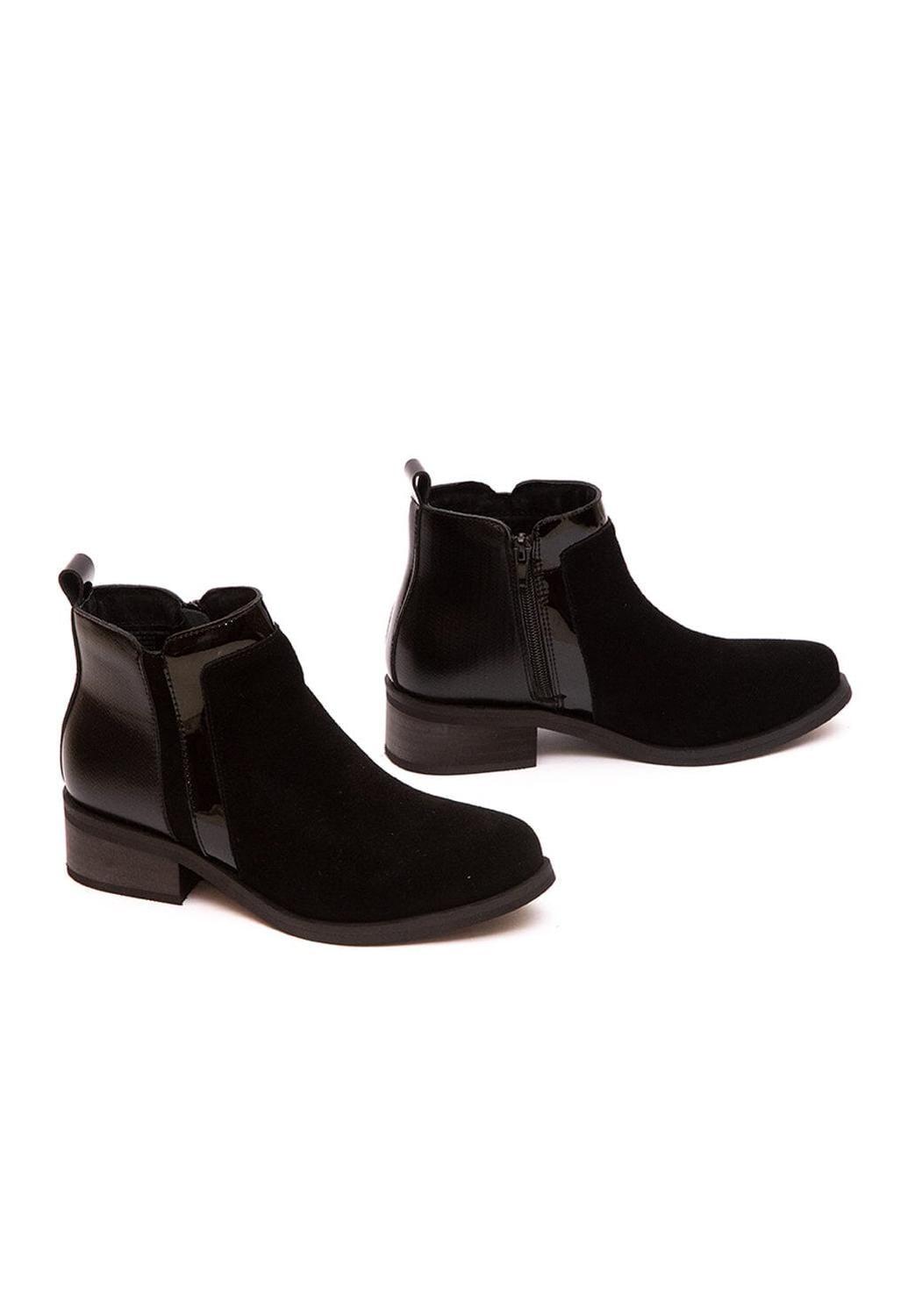 Botin Mujer De Cuero Urogallo Negro C30-5