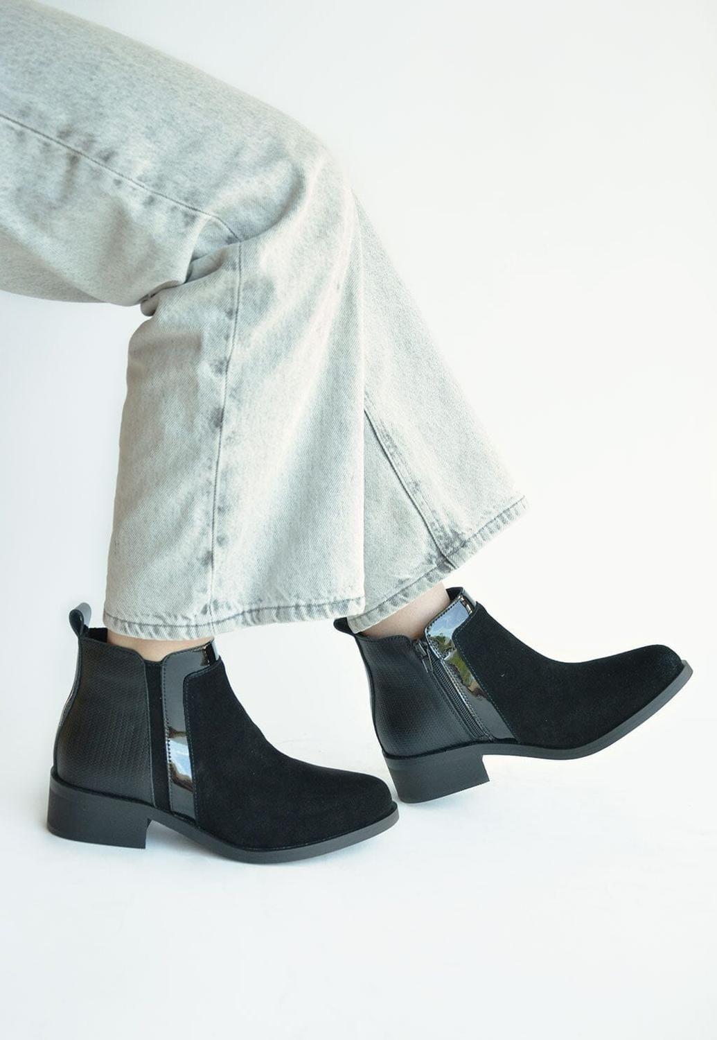 Botin Mujer De Cuero Urogallo Negro C30-5