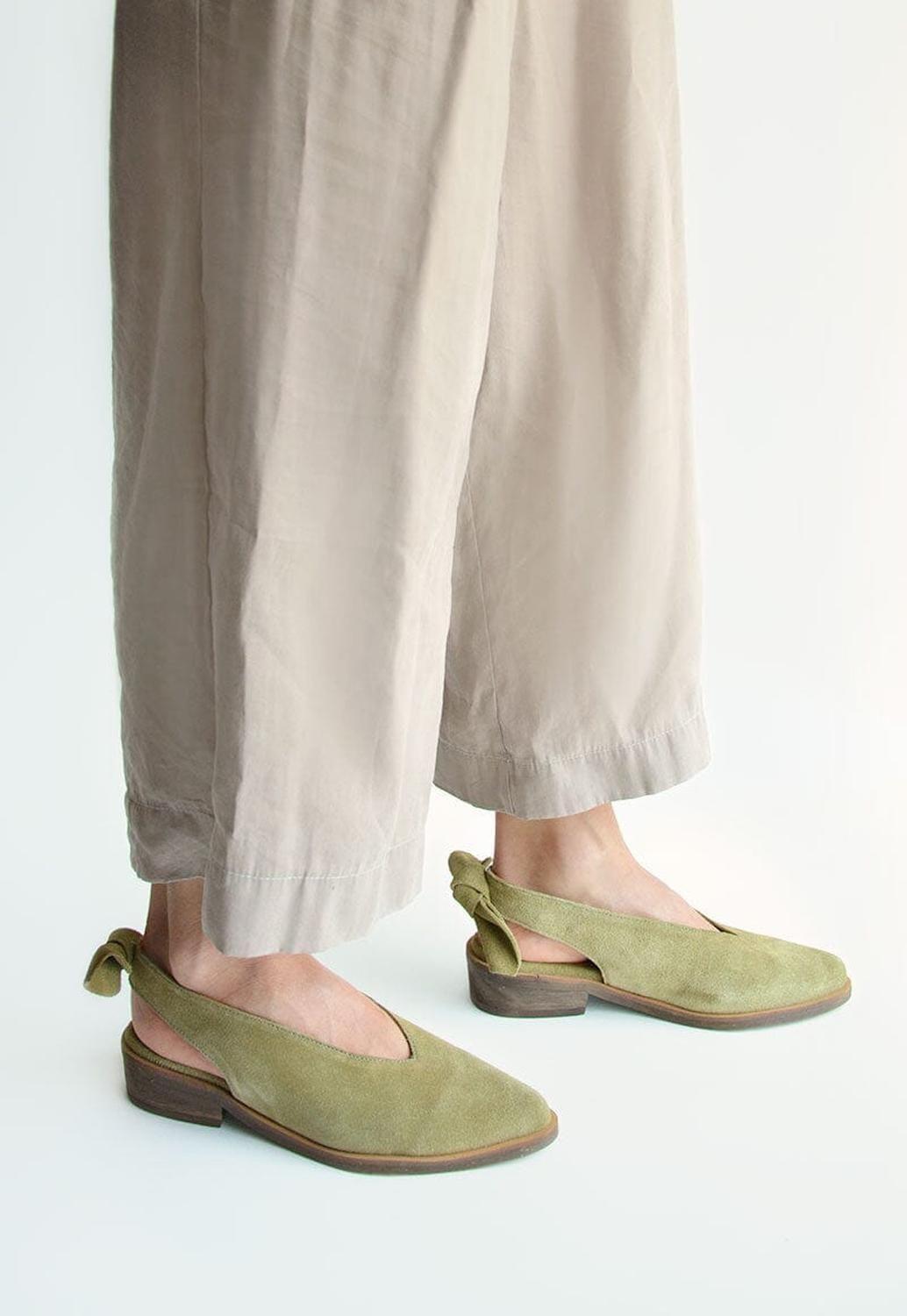 Zapato Mujer De Cuero Guindo Verde C12-6
