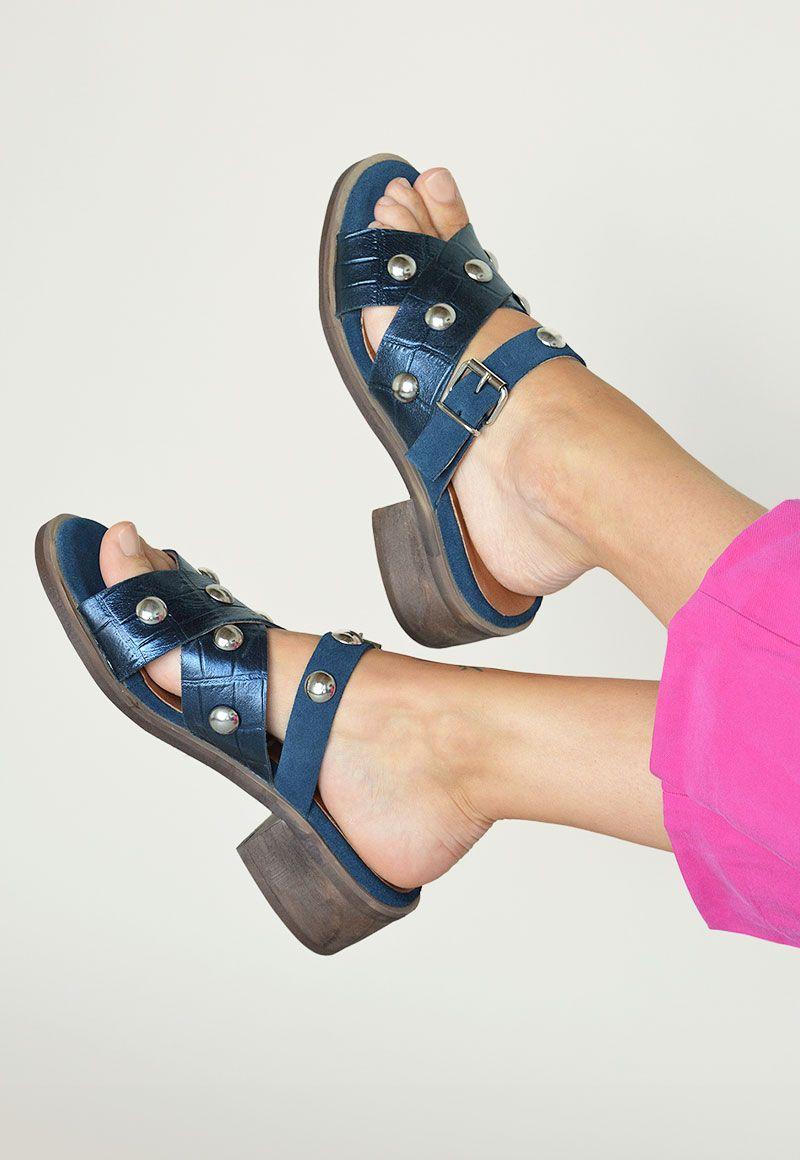 Sandalia De Cuero Tipuana C1 Azul Giani Dafirenze-1