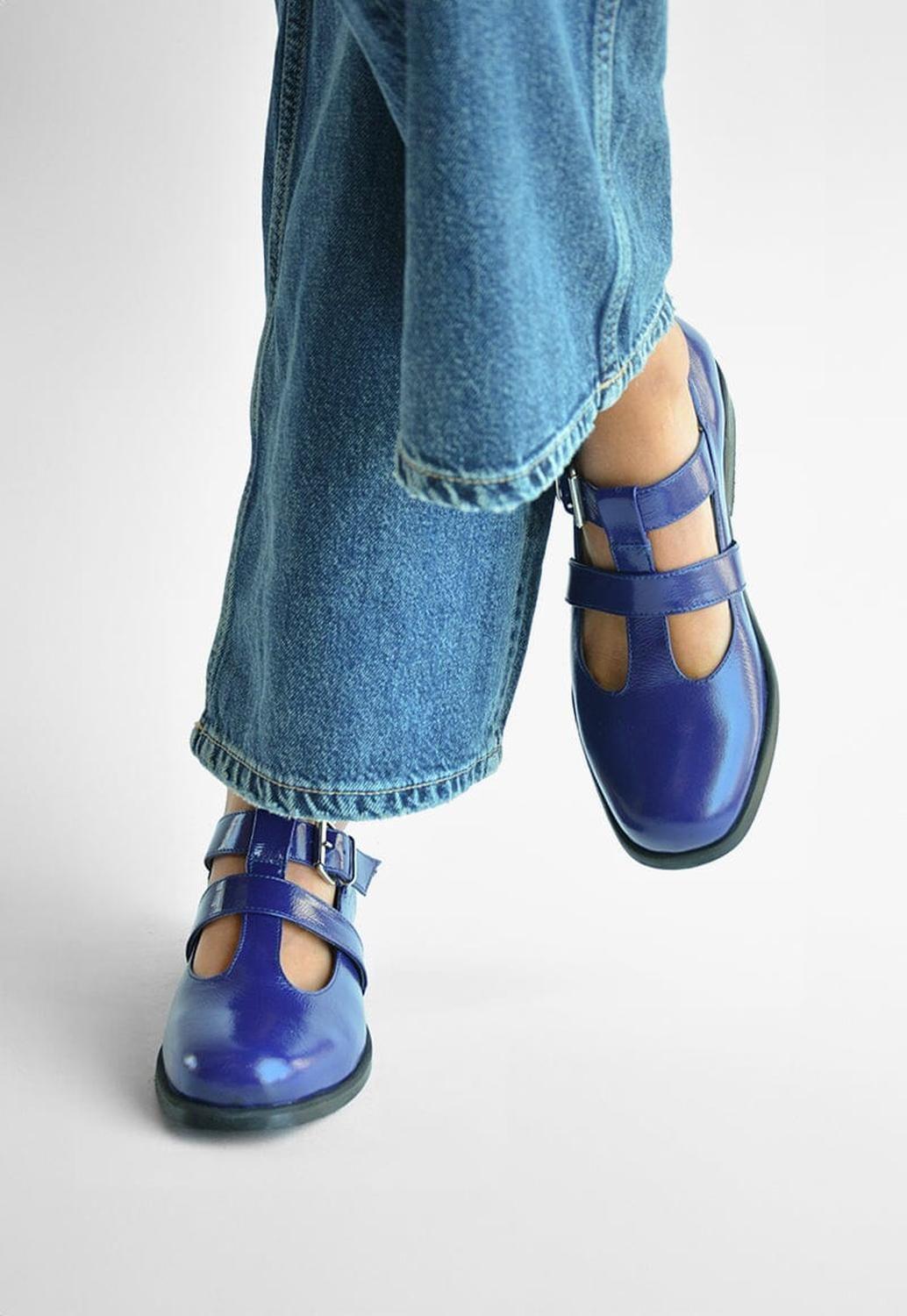 Zapato Mujer De Cuero Teresa Azul C1-6