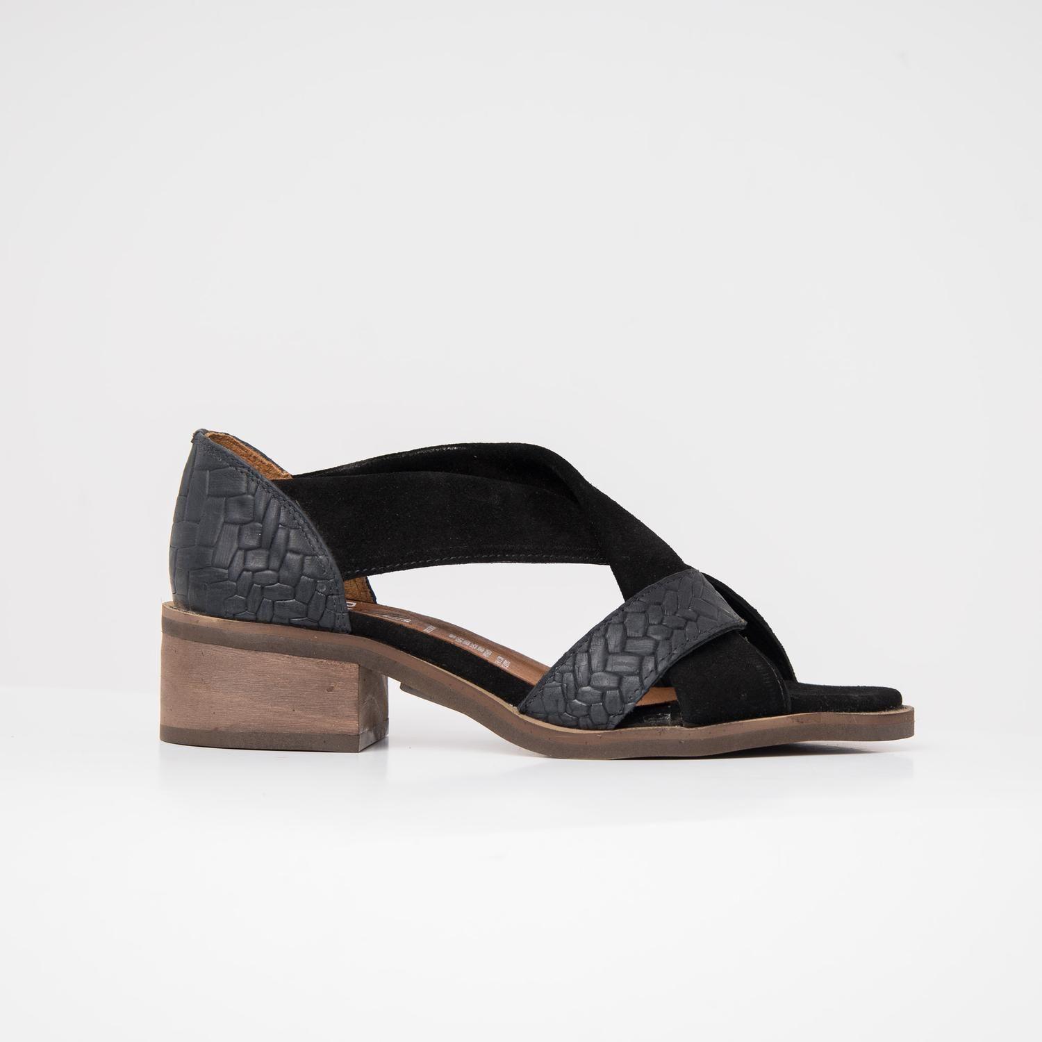 Sandalia Mujer Cuero  Tortolita Negro-0