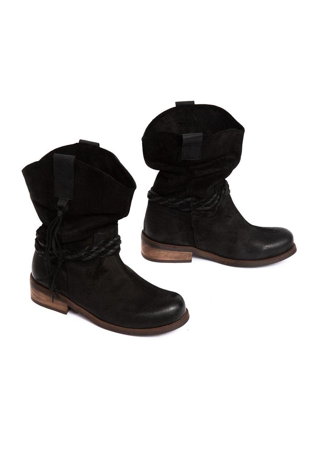 Bota Mujer De Cuero Camila Negro C1-5