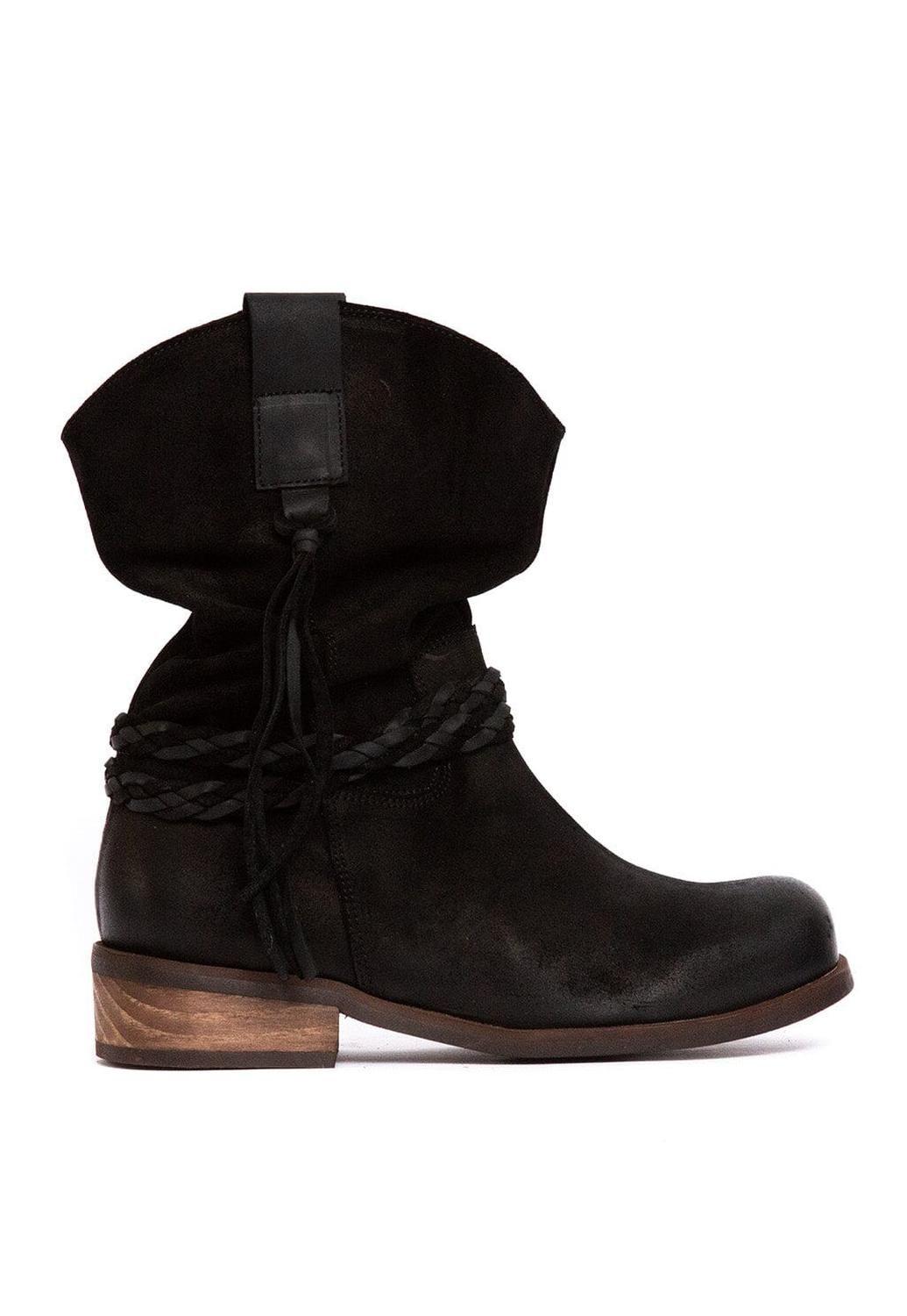 Bota Mujer De Cuero Camila Negro C1-1