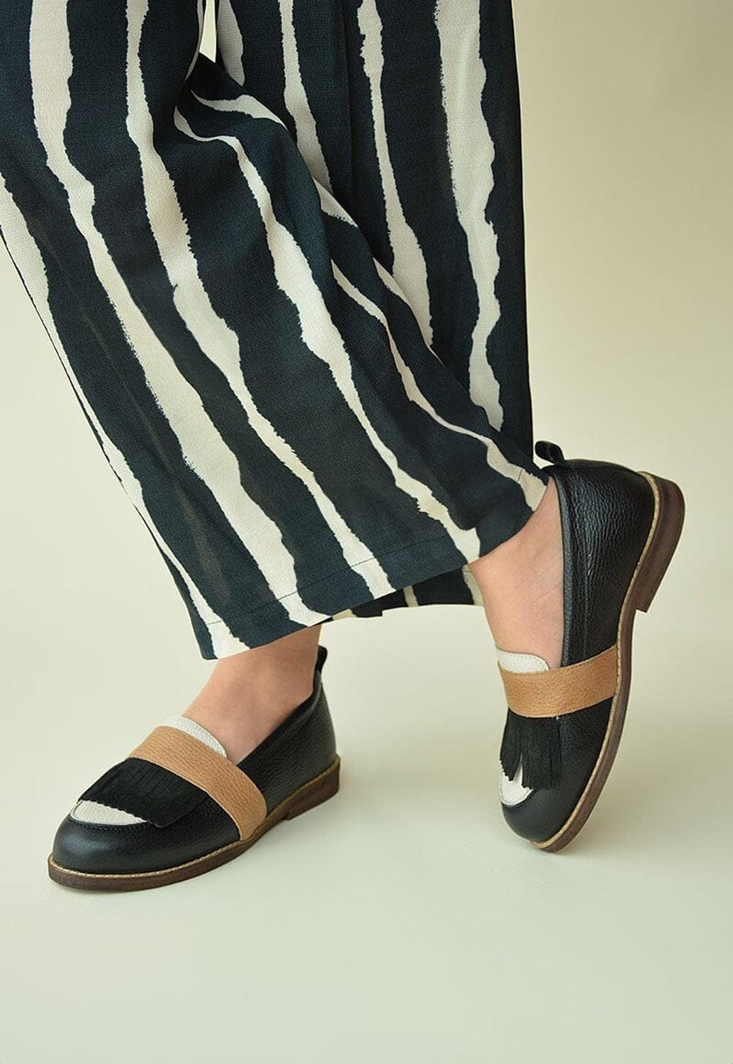 Mocasin Mujer / Acapulco Negro Camel-7