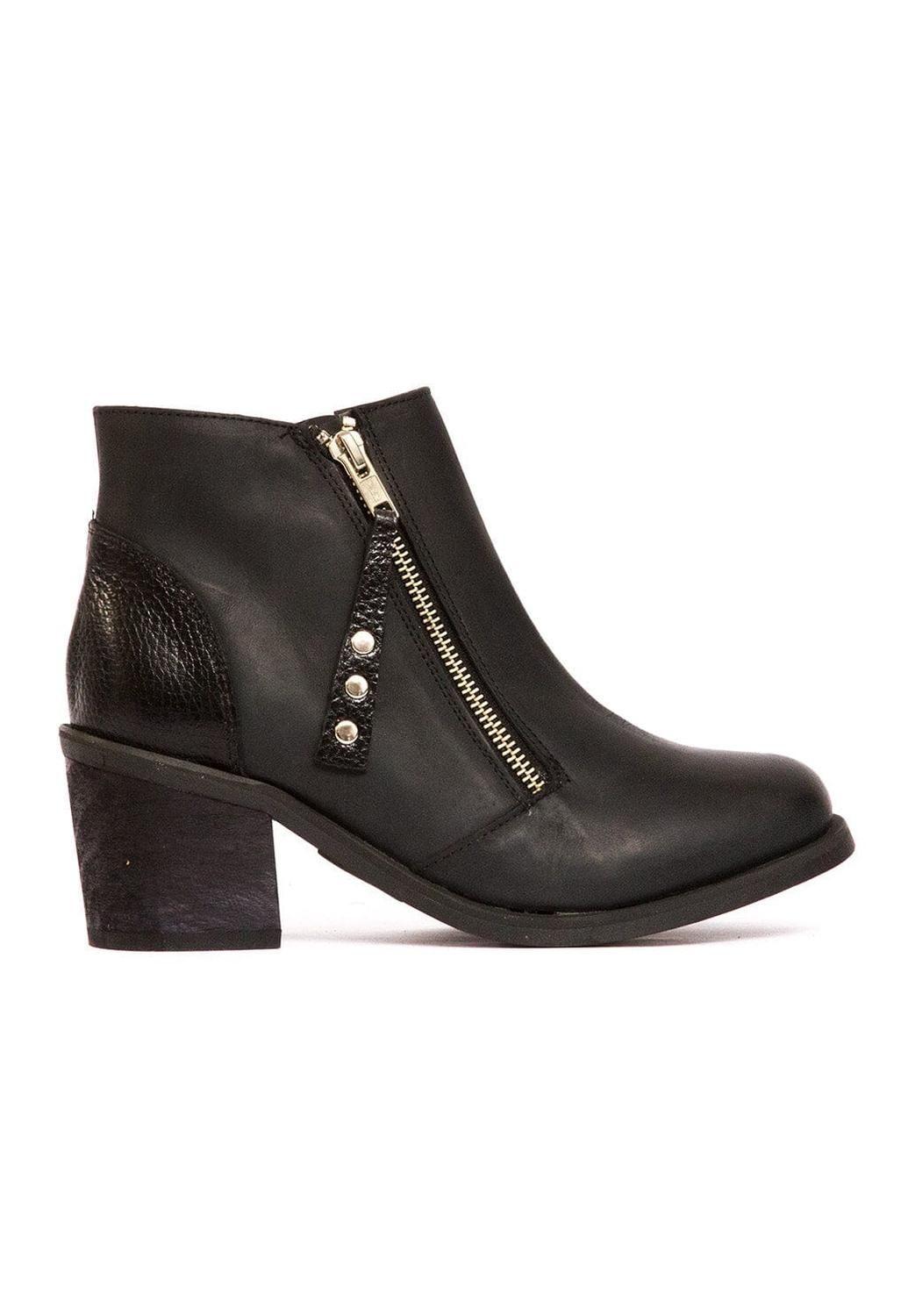 Botin Mujer De Cuero Sai Negro C12-0
