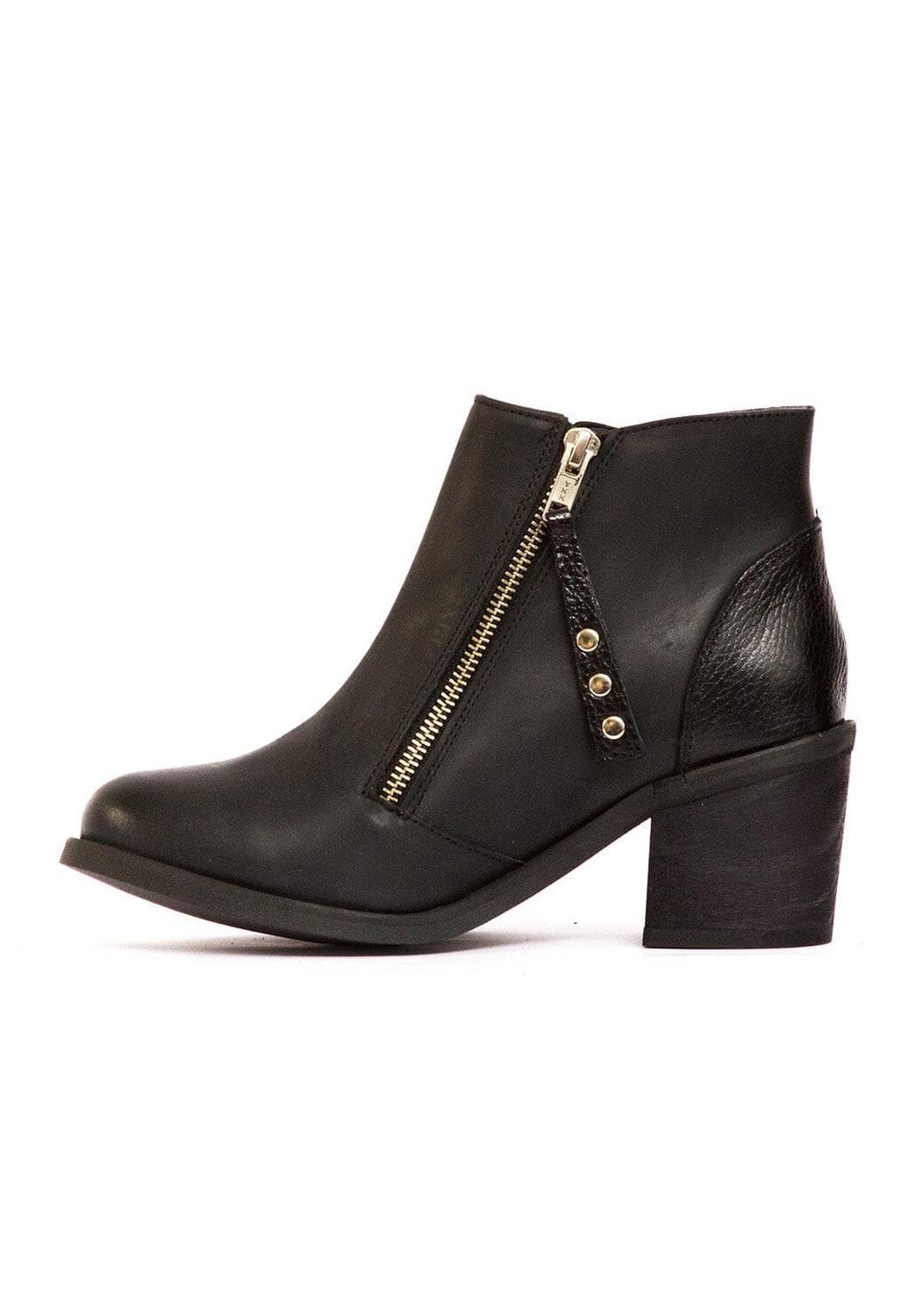 Botin Mujer De Cuero Sai Negro C12-2