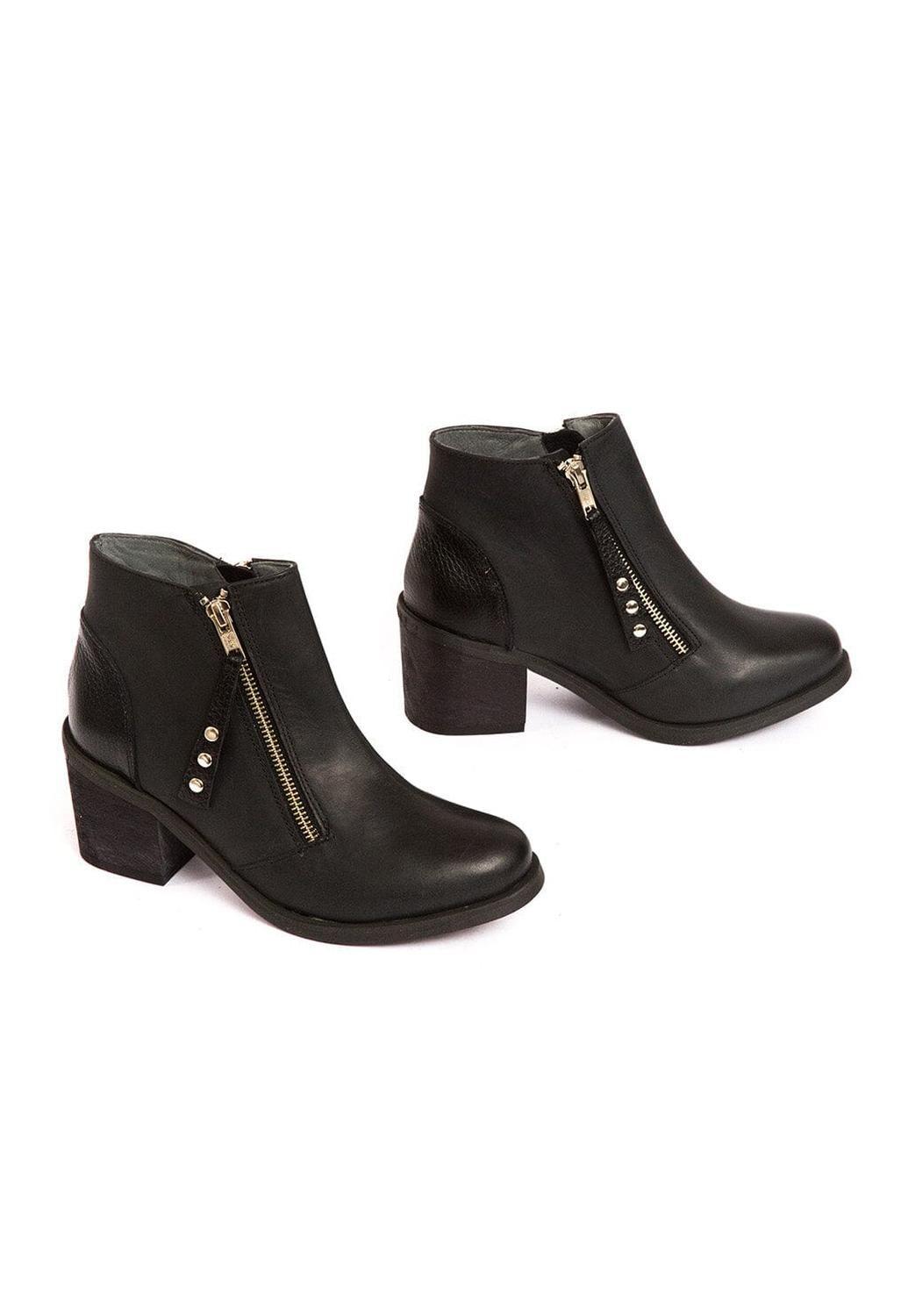 Botin Mujer De Cuero Sai Negro C12-4