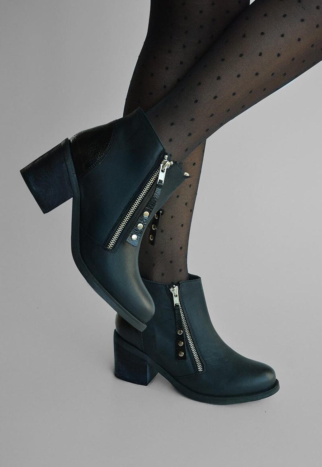 Botin Mujer De Cuero Sai Negro C12-6