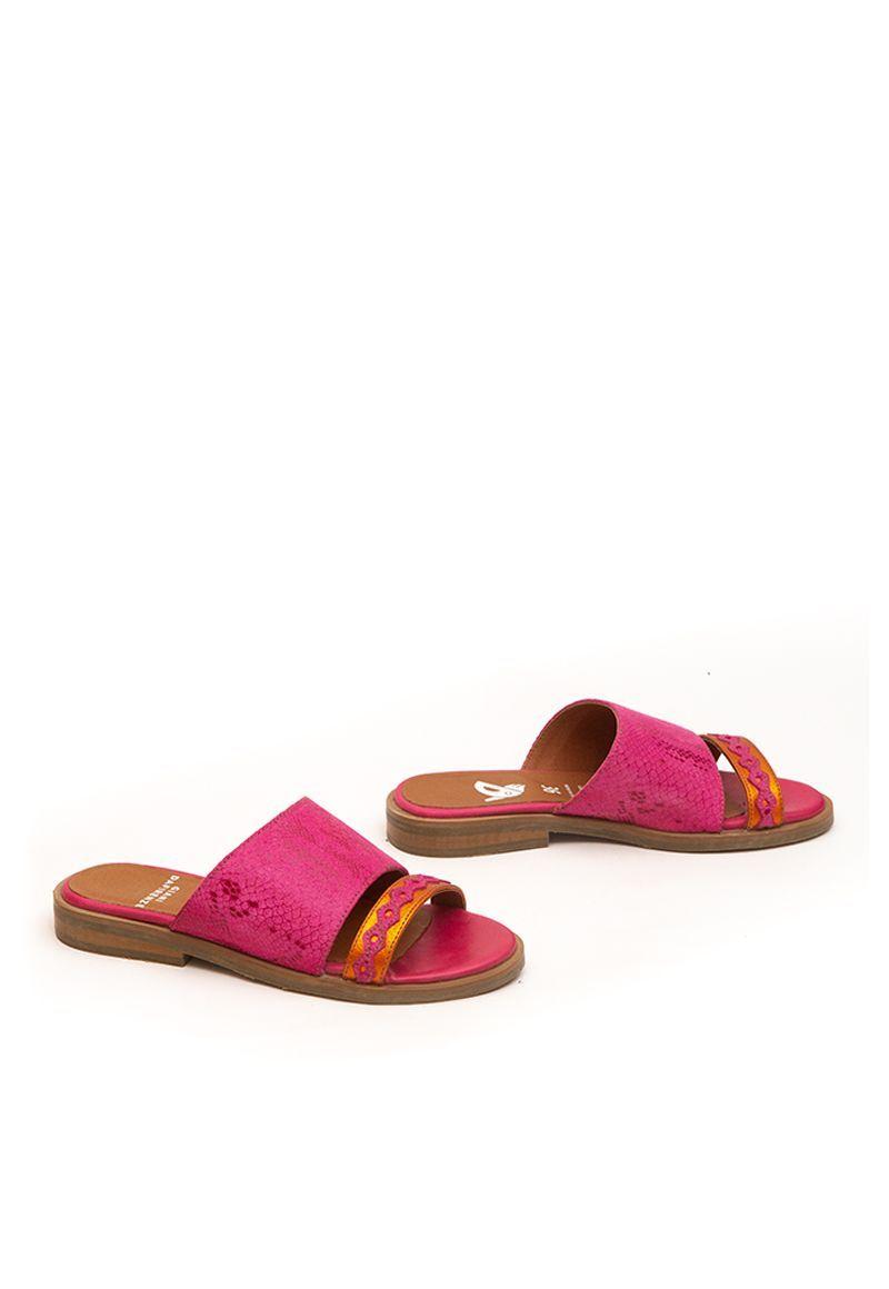 Sandalia De Cuero Olivo C3 Fucsia Giani Dafirenze-2
