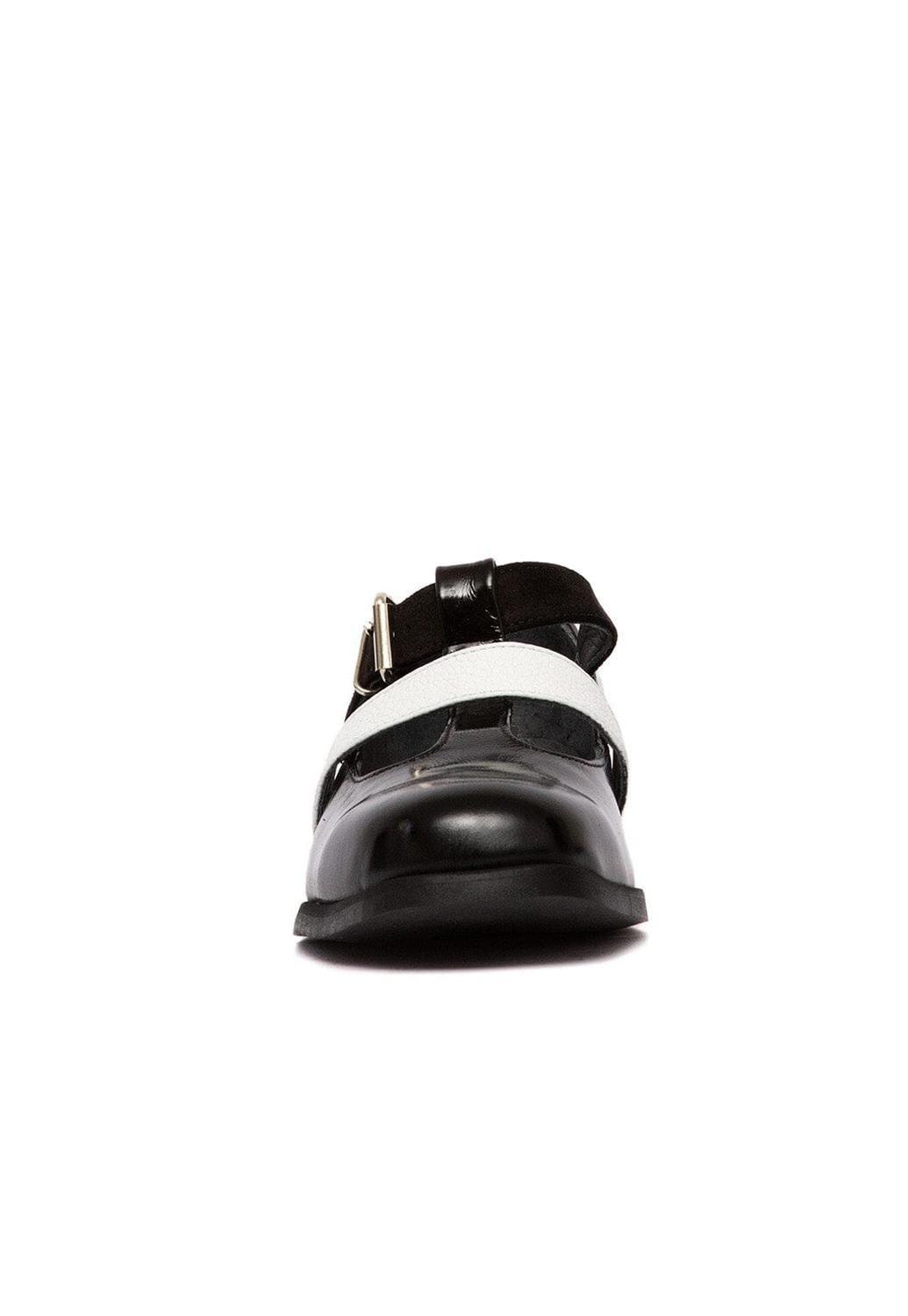 Zapato Mujer De Cuero Teresa Blanco Negro C4-2