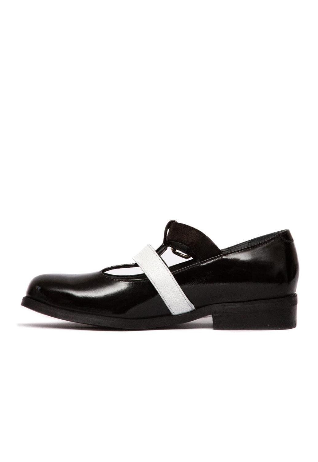 Zapato Mujer De Cuero Teresa Blanco Negro C4-3