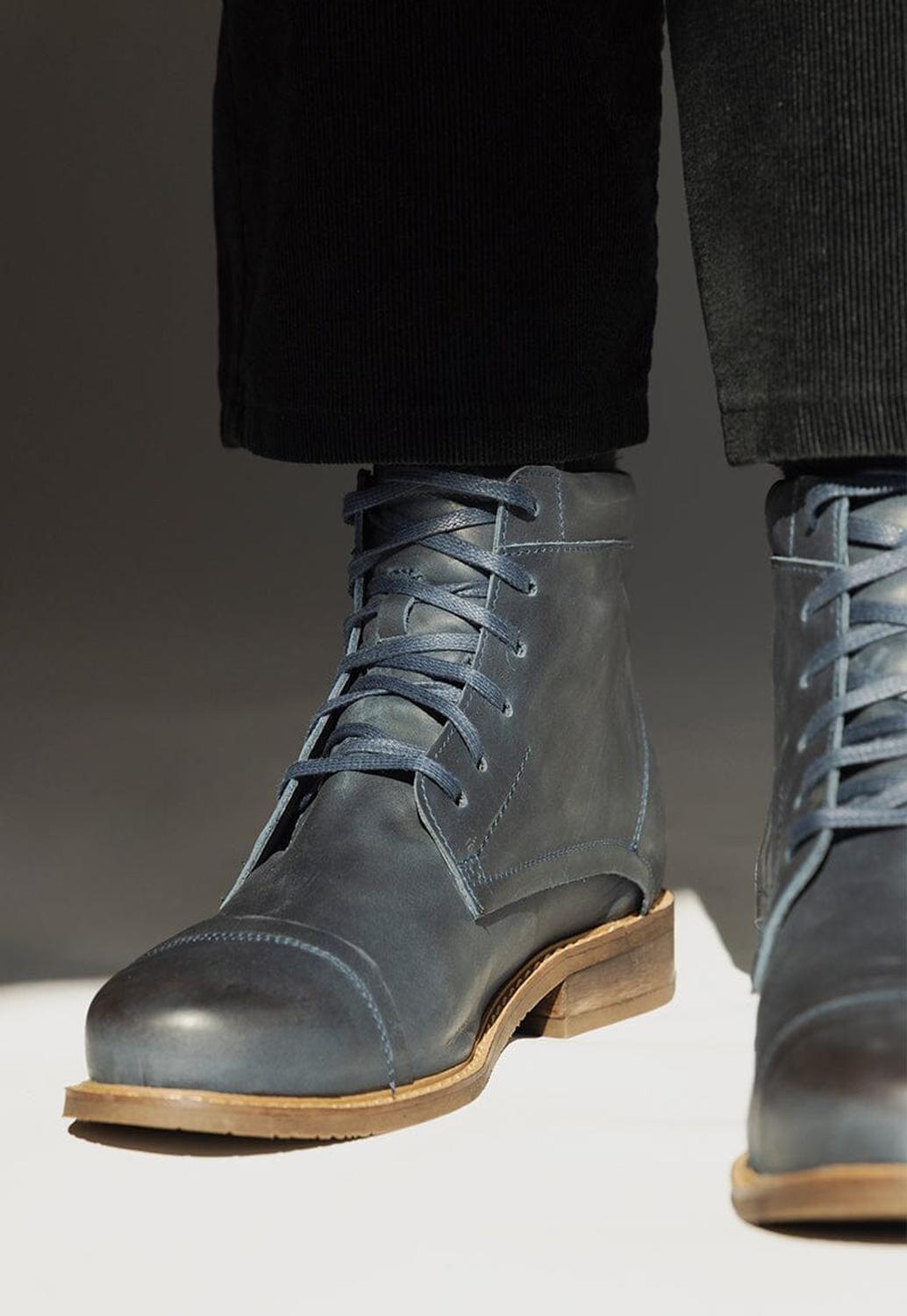 Botin Hombre De Cuero Elias Azul C2-5