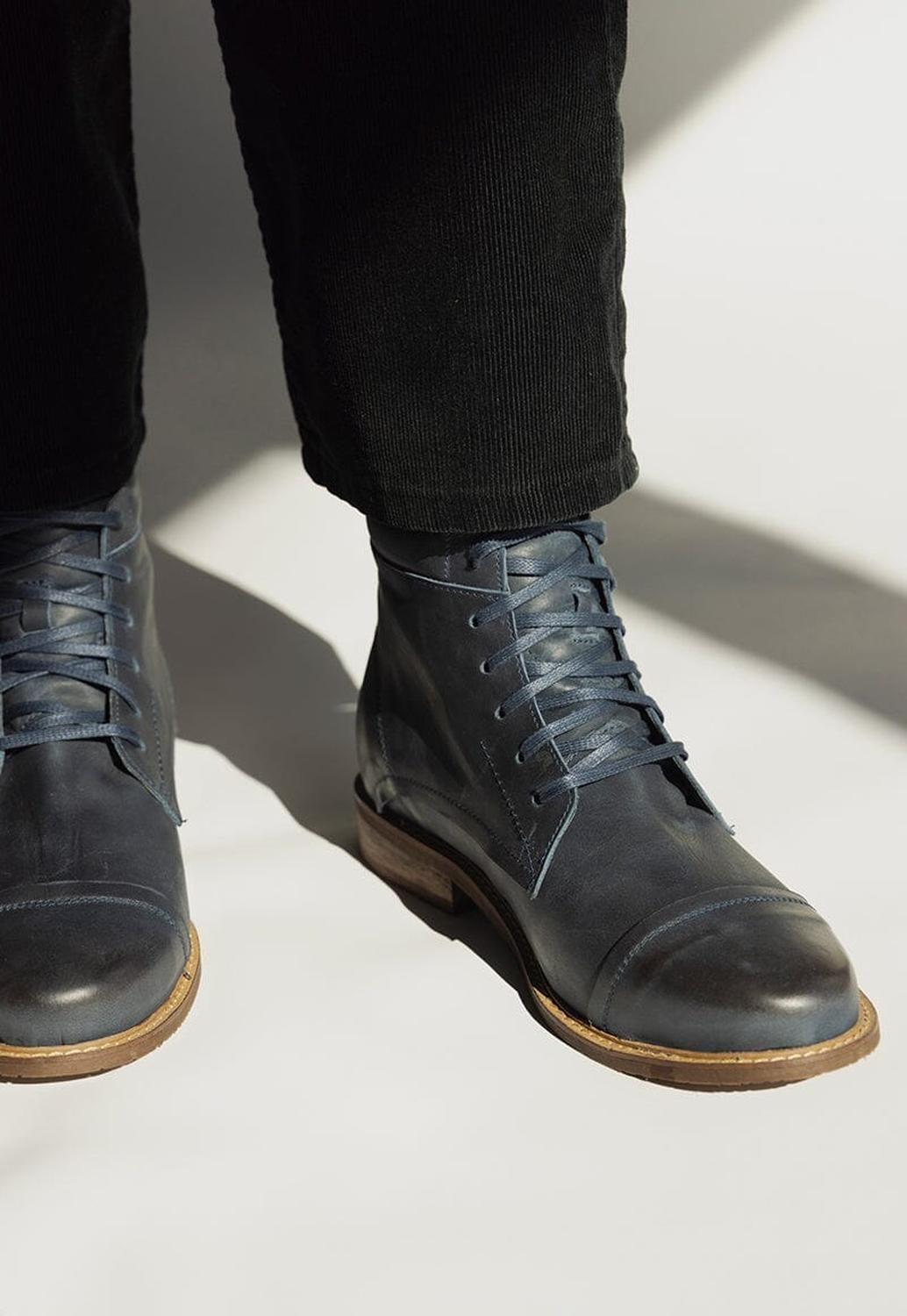 Botin Hombre De Cuero Elias Azul C2-6