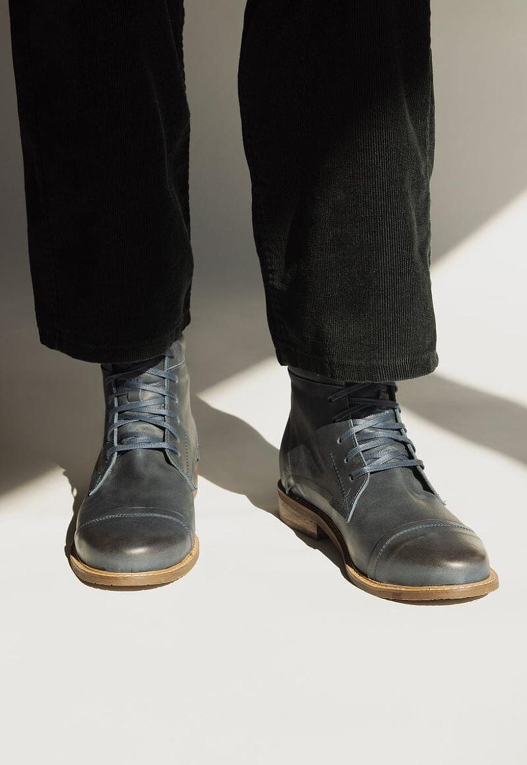 Botin Hombre De Cuero Elias Azul C2-8