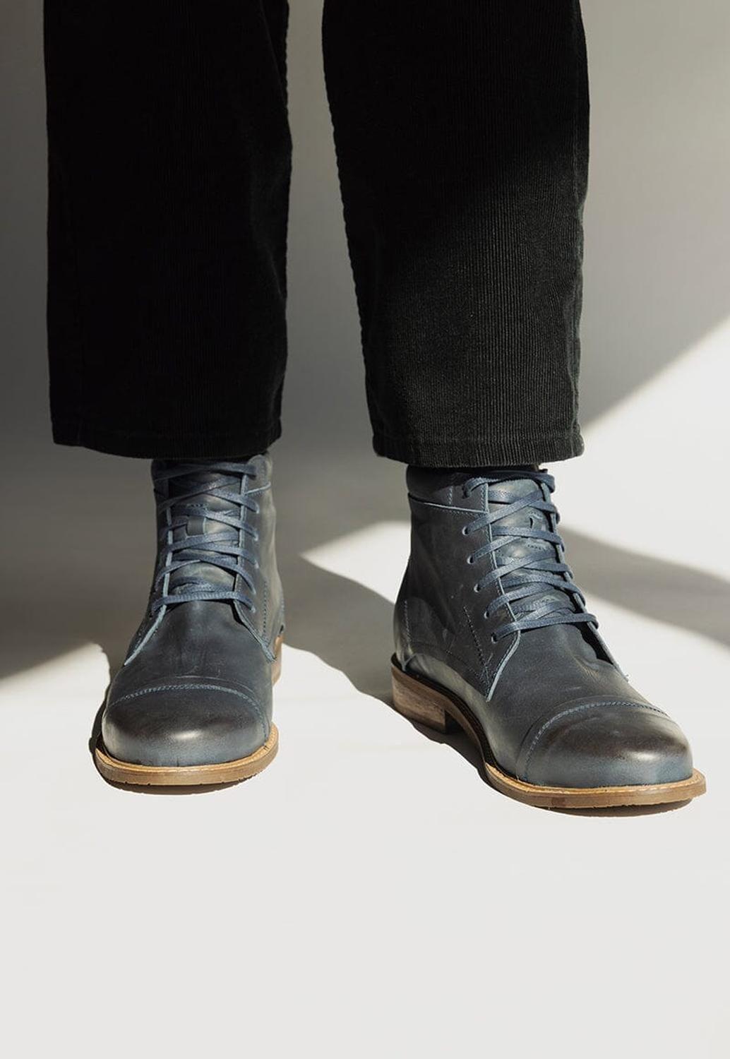 Botin Hombre De Cuero Elias Azul C2-8
