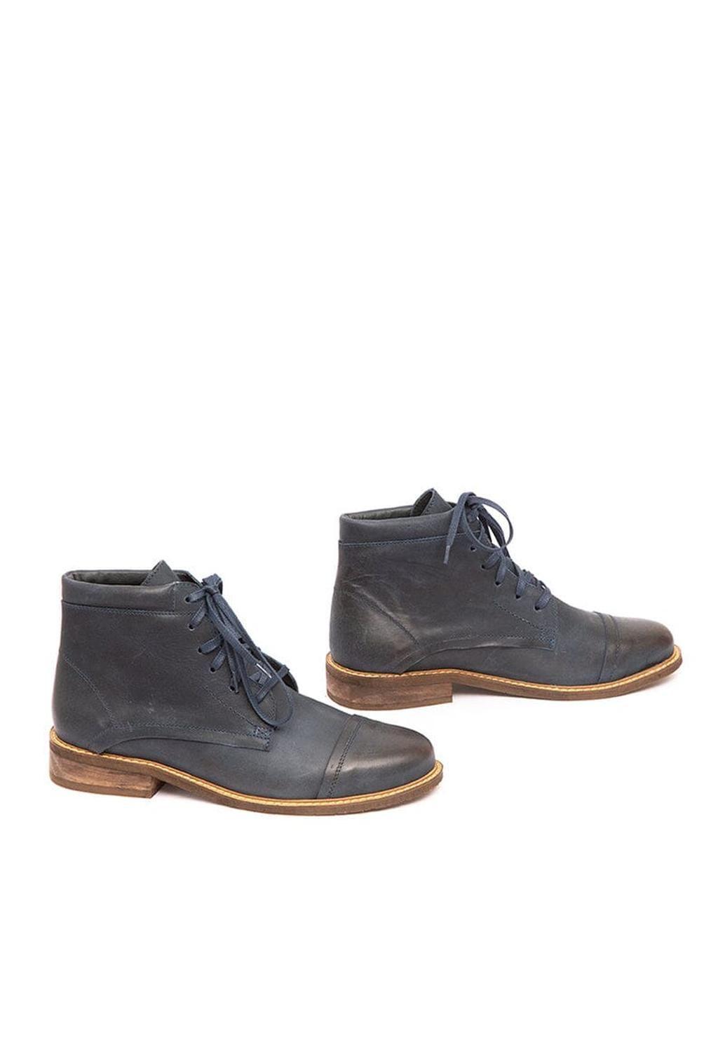 Botin Hombre De Cuero Elias Azul C2-5