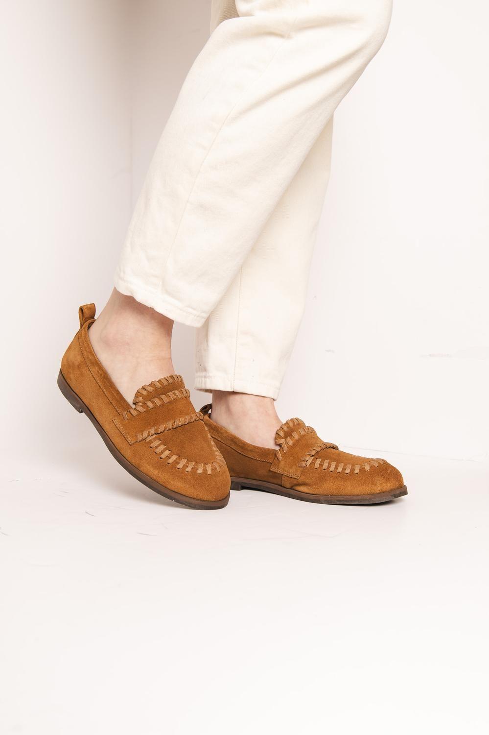 Mocasin Cuero Mujer Rocio Camel-3