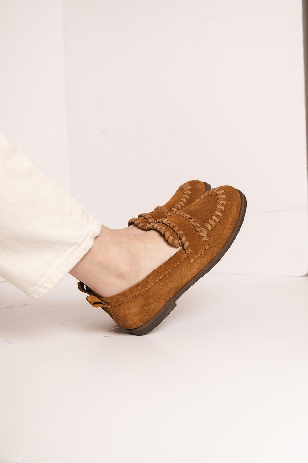 Mocasin Cuero Mujer Rocio Camel-5