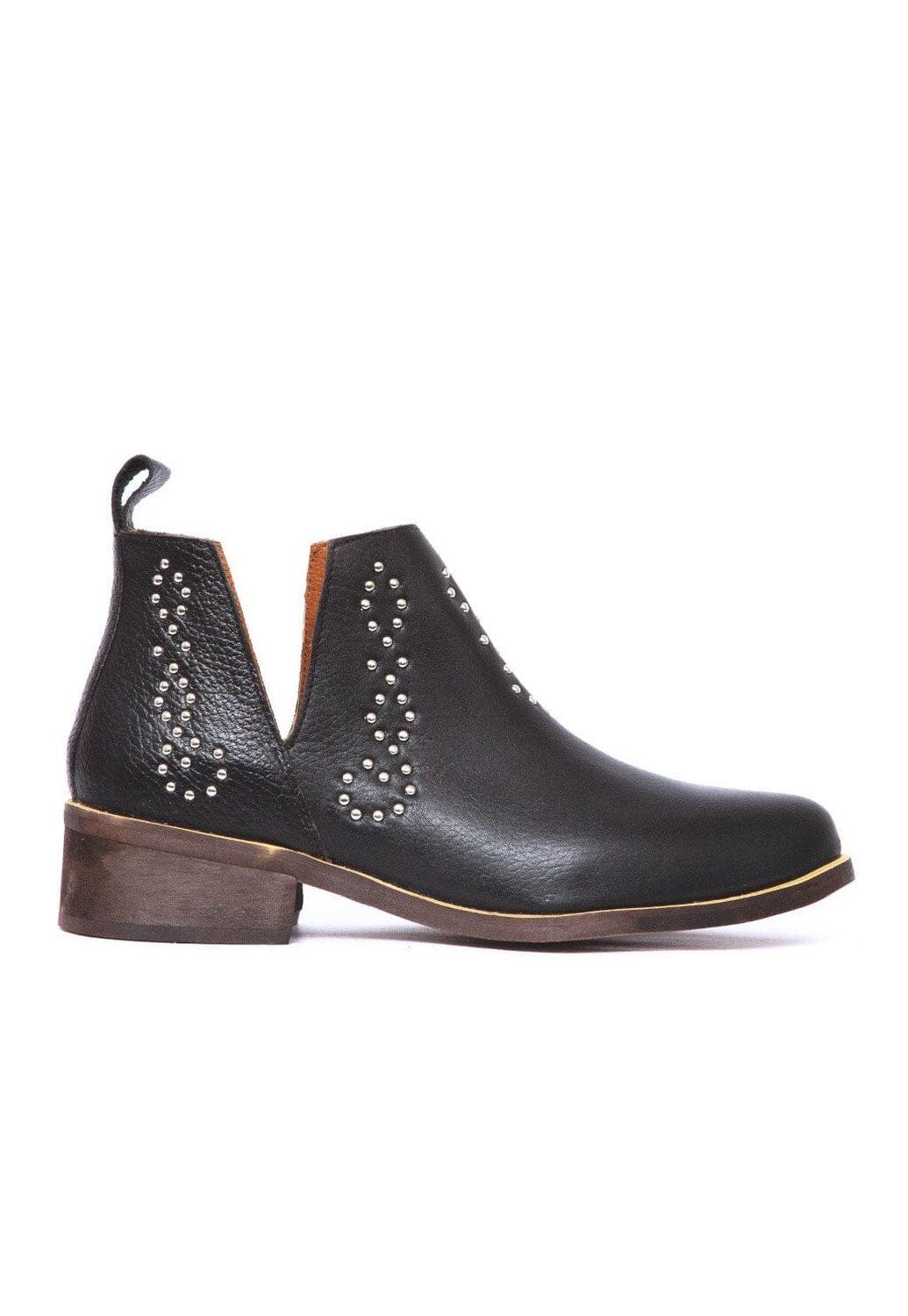 Botin Mujer De Cuero Emilia Negro C4-0