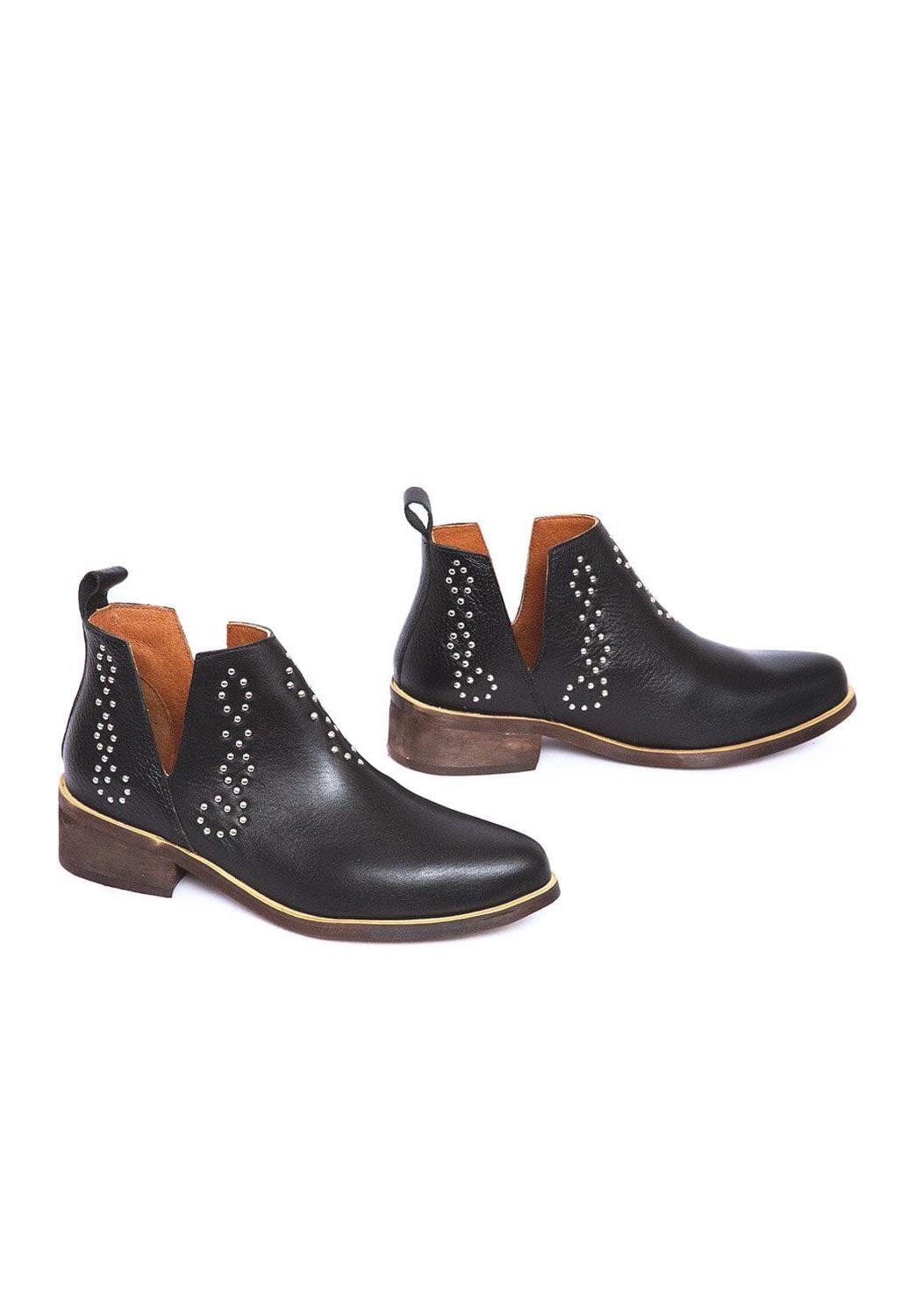 Botin Mujer De Cuero Emilia Negro C4-5