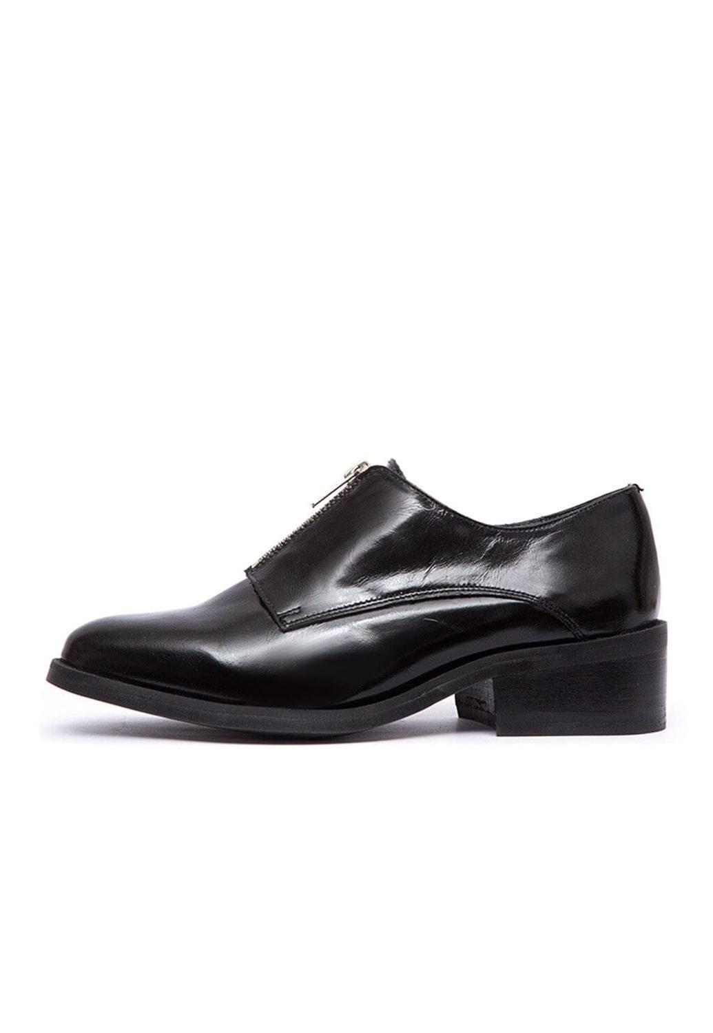 Zapato Mujer De Cuero Leonor Negro C1-3