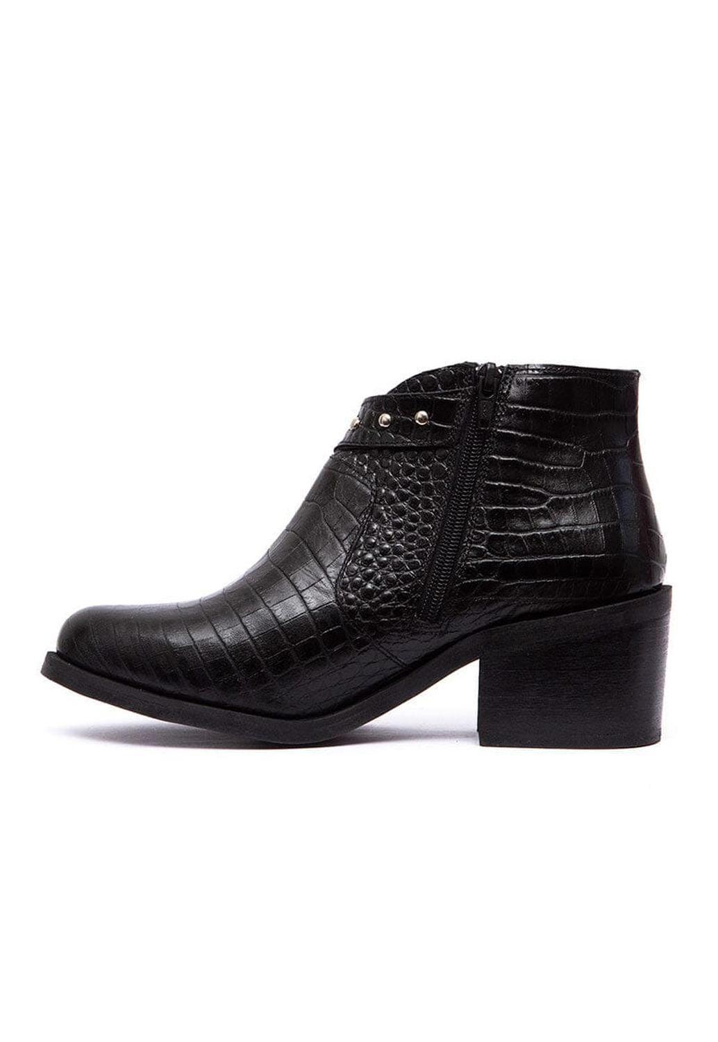 Botin Mujer De Cuero Berta Negro C4-3