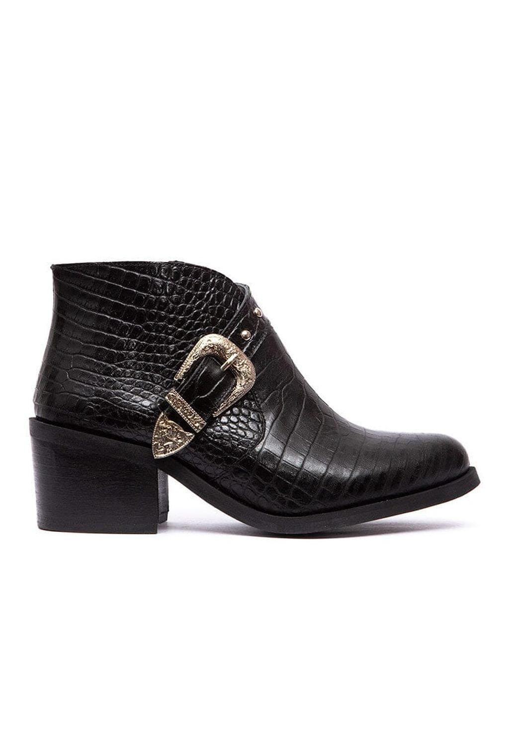 Botin Mujer De Cuero Berta Negro C4-1