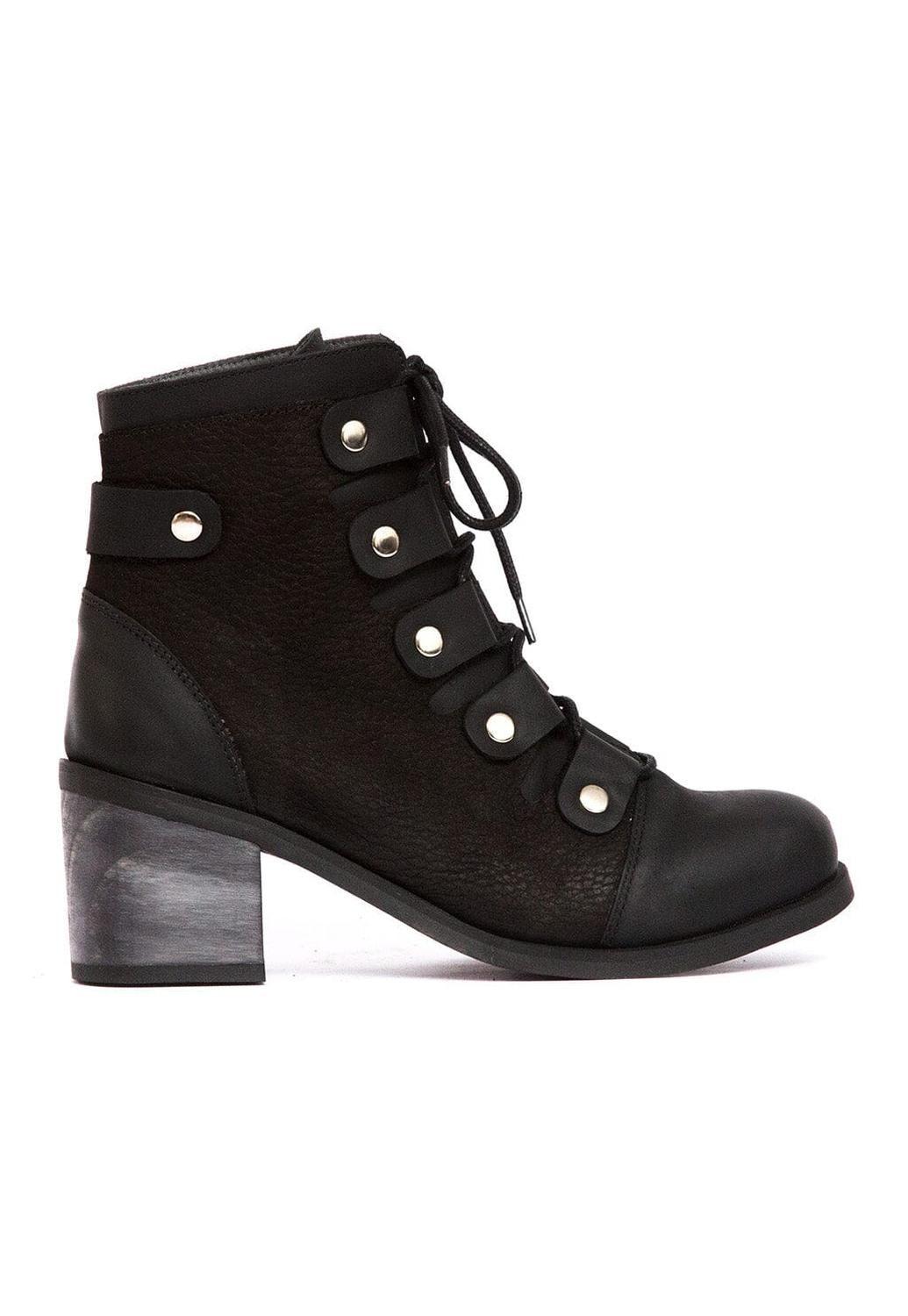 Botin Mujer De Cuero Ati Negro C18-0
