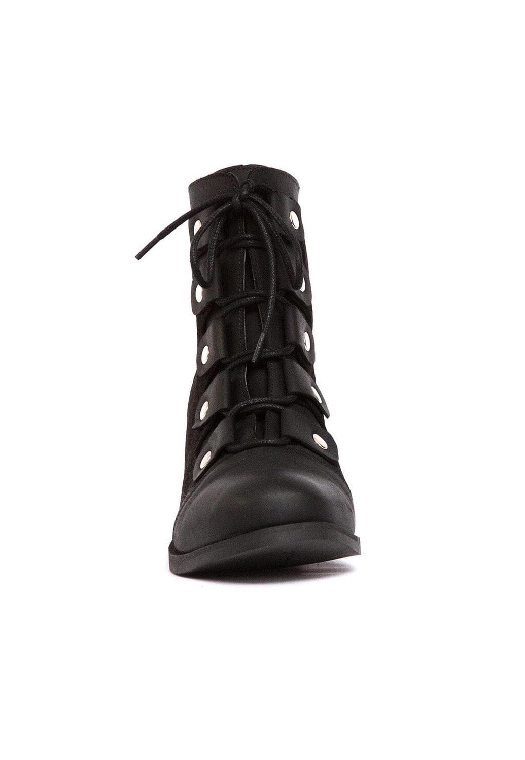 Botin Mujer De Cuero Ati Negro C18-1